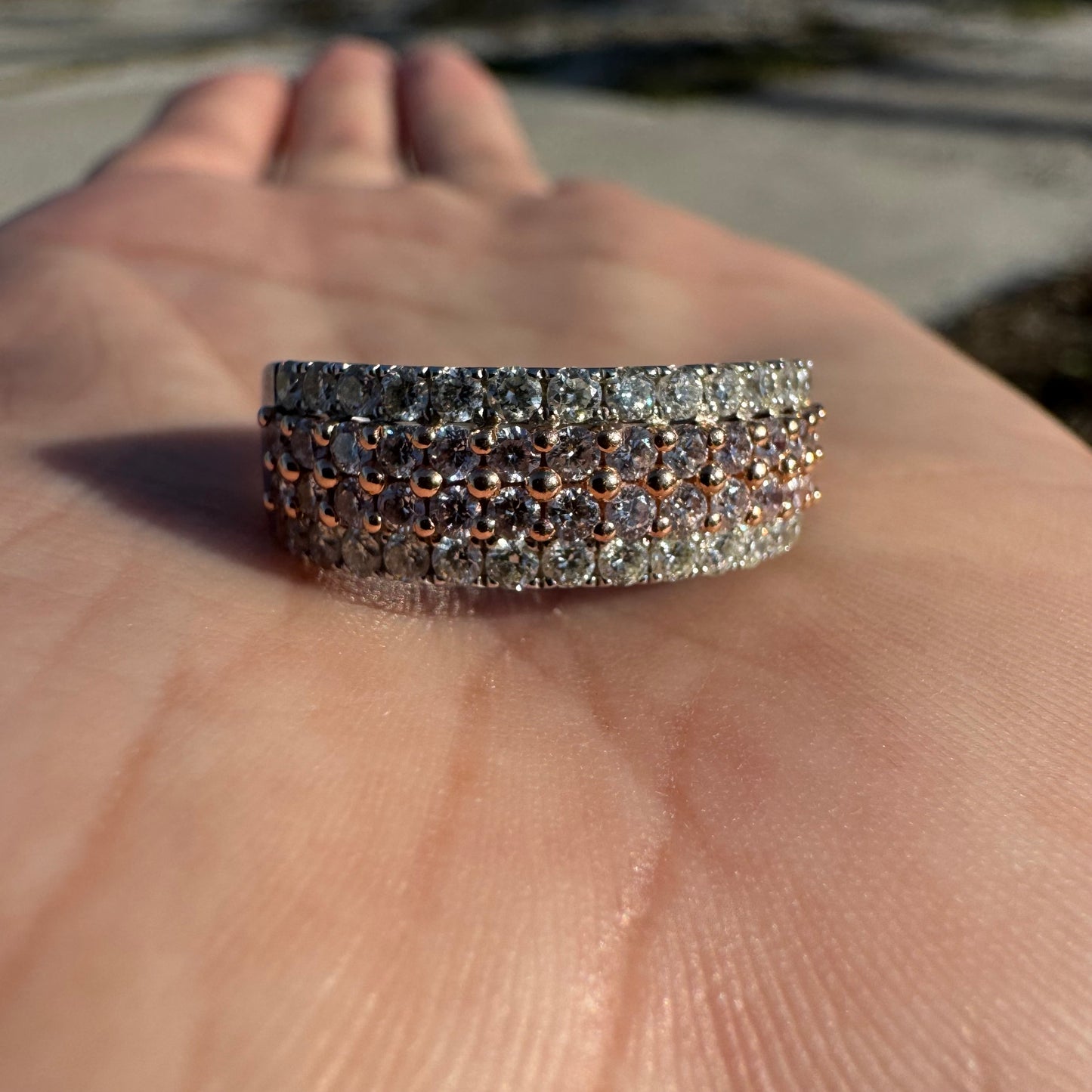 Brand New 14k White/Rose Gold 1.3ctw Natural VS Pink/White Diamond Band (8)