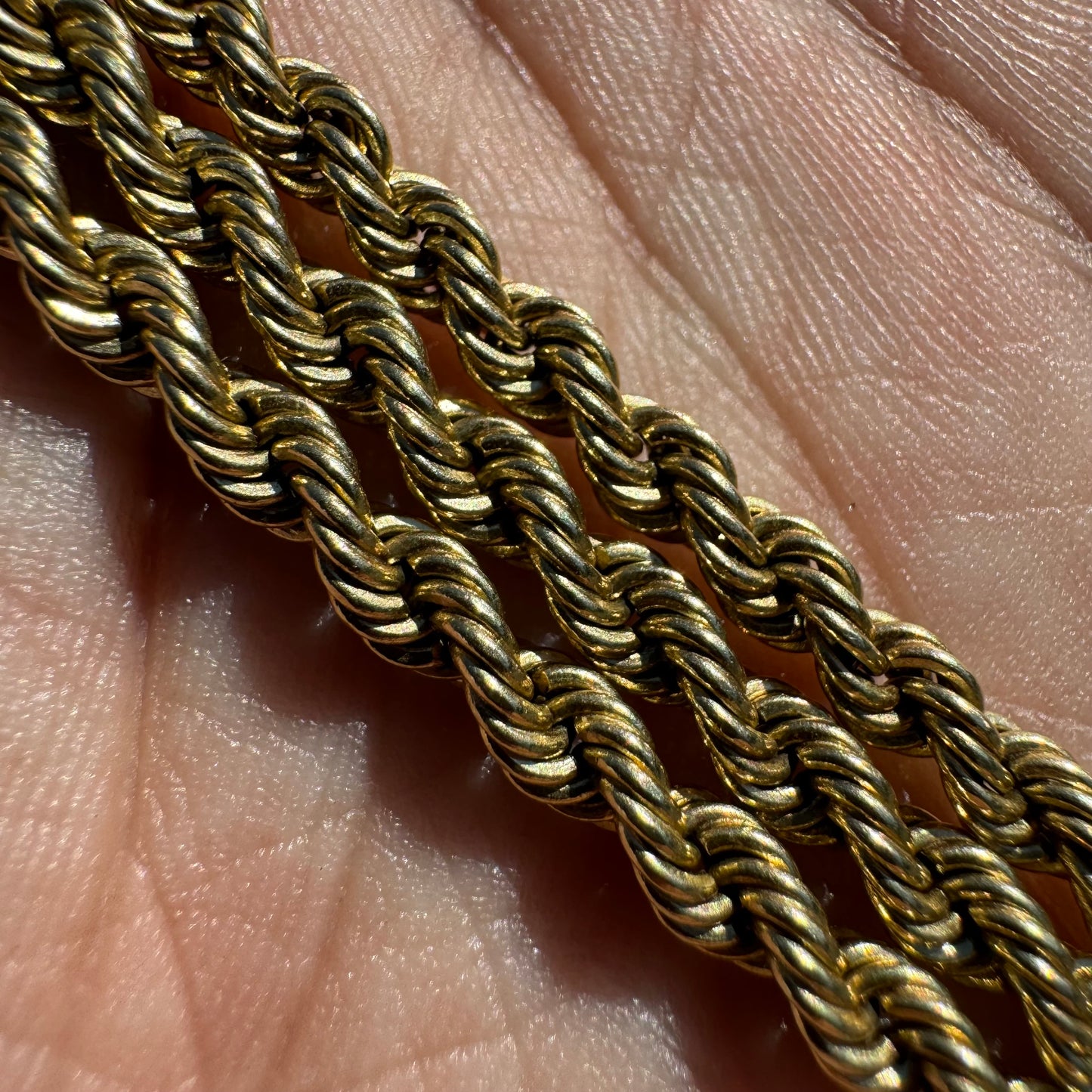 1980’s Solid 14k Yellow Gold Classic Braided Rope Chain Necklace (20.5”)
