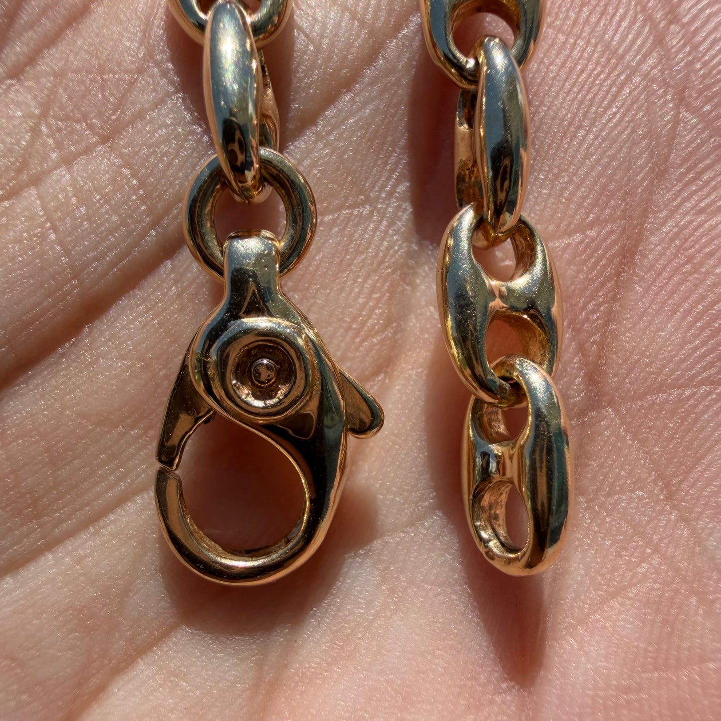Vintage Solid 14k Yellow Gold Heavyweight Chaine D’ Ancre Puffed Mariner Link Necklace (20.75”)