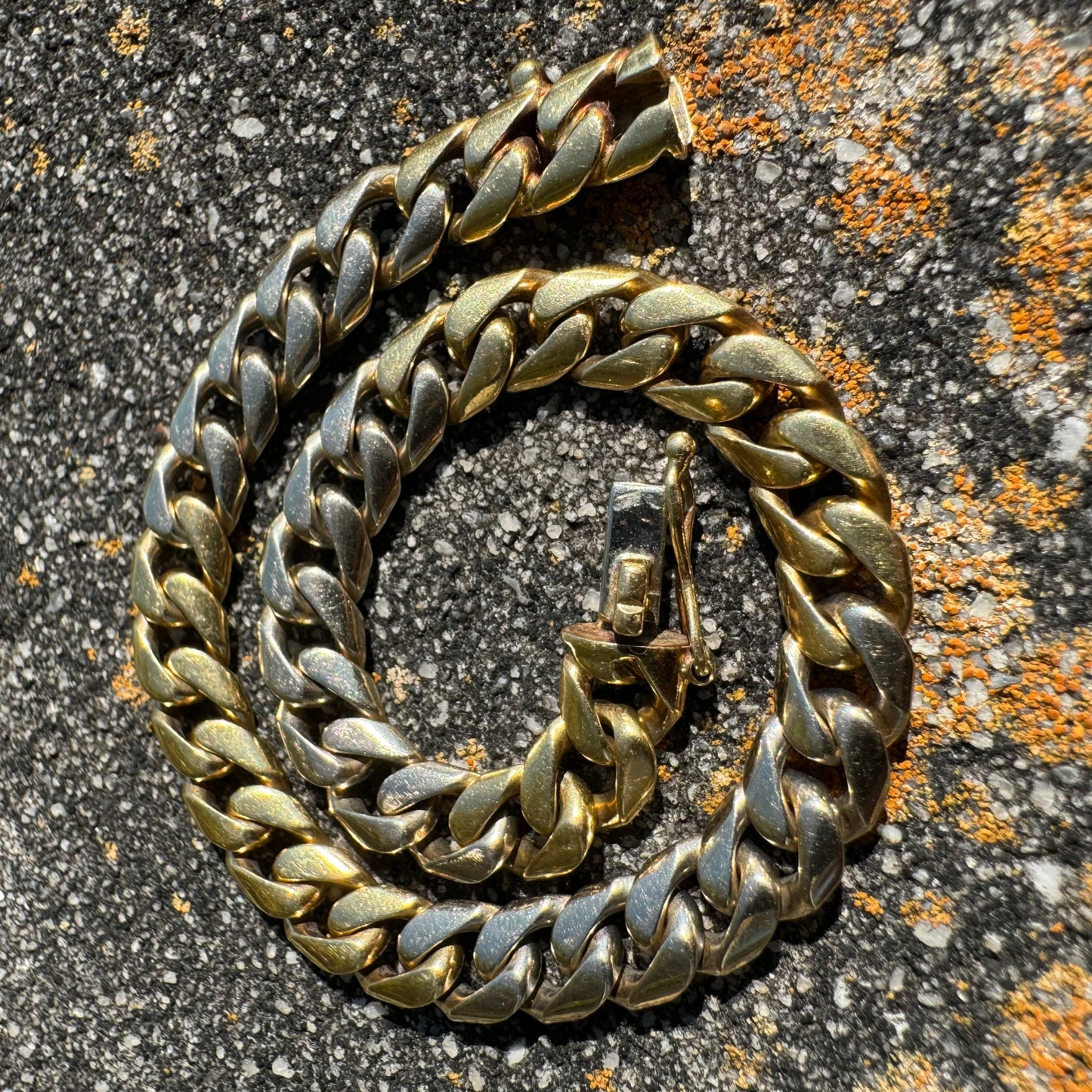 Vintage Solid 18k Two-Tone Yellow And White Gold Miami Cuban Link Bracelet (7.5”)