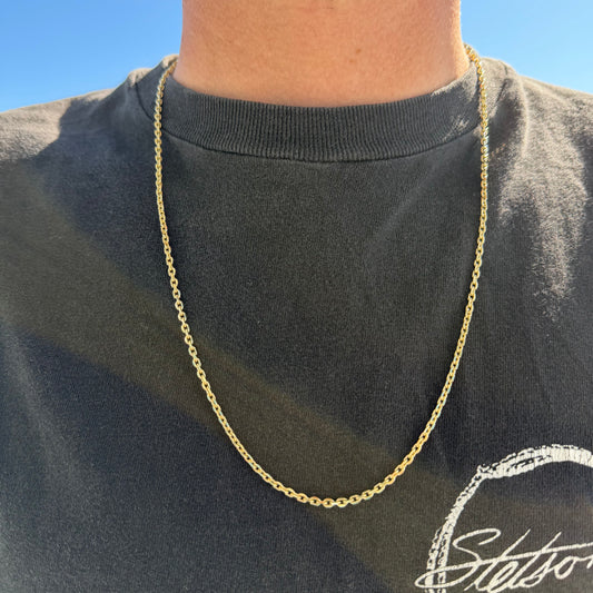 Brand New Solid 14k Yellow Gold “Biker Chain” Anchor Link Necklace (24”)