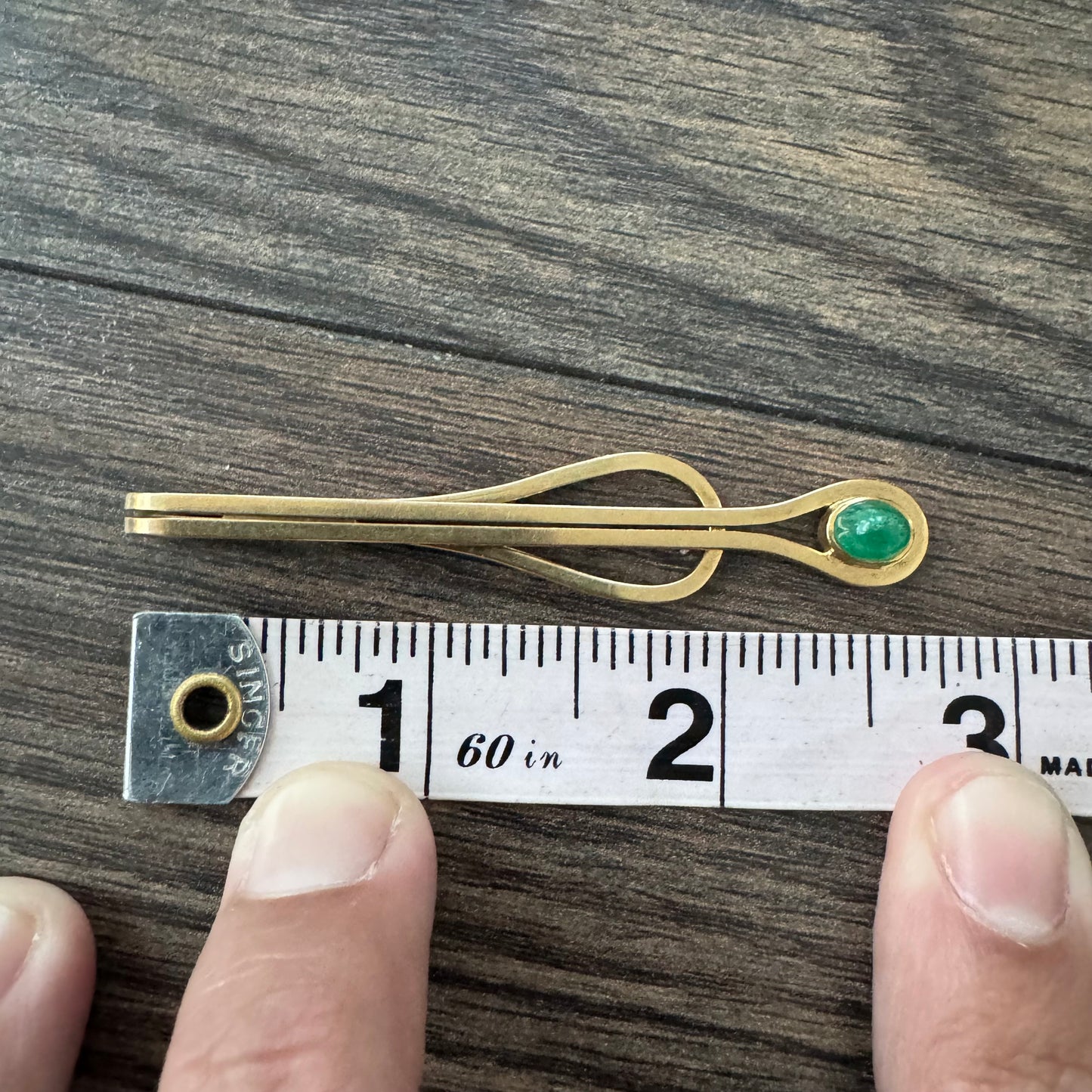 Mid-Century Tiffany & Co. Solid 14k Yellow Gold Natural Emerald Cabochon Pendant & Moneyclip