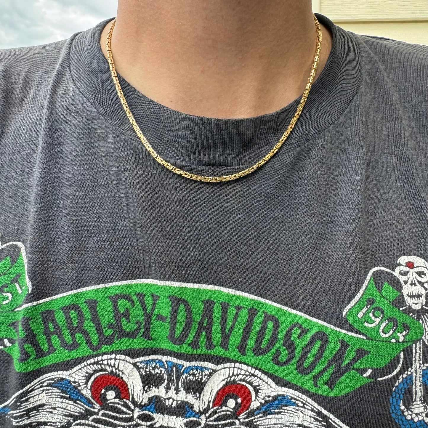 1990’s Solid 14k Yellow Gold Byzantine Link Necklace (18.25”)
