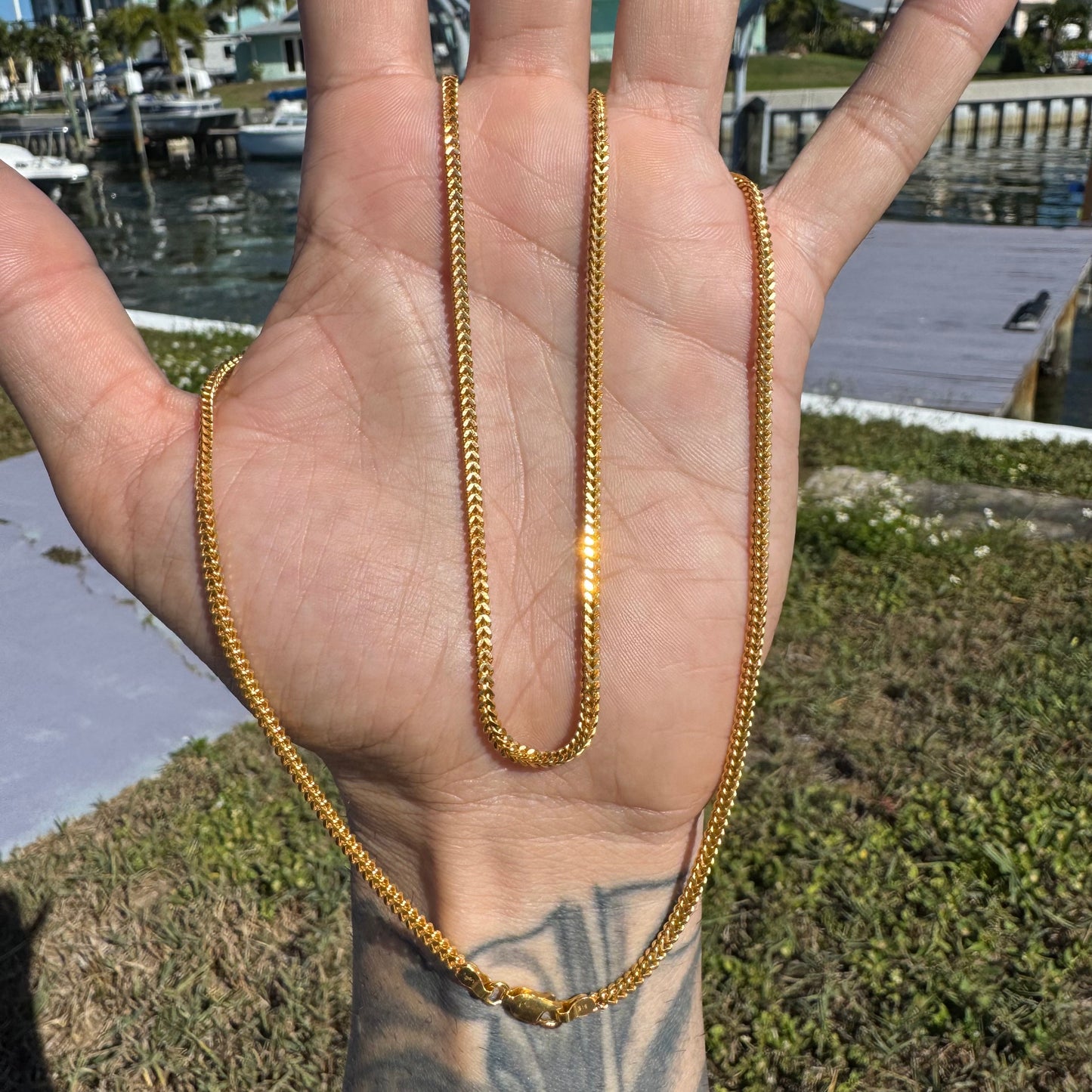 Solid 22k Yellow Gold Franco Link Necklace (24”)