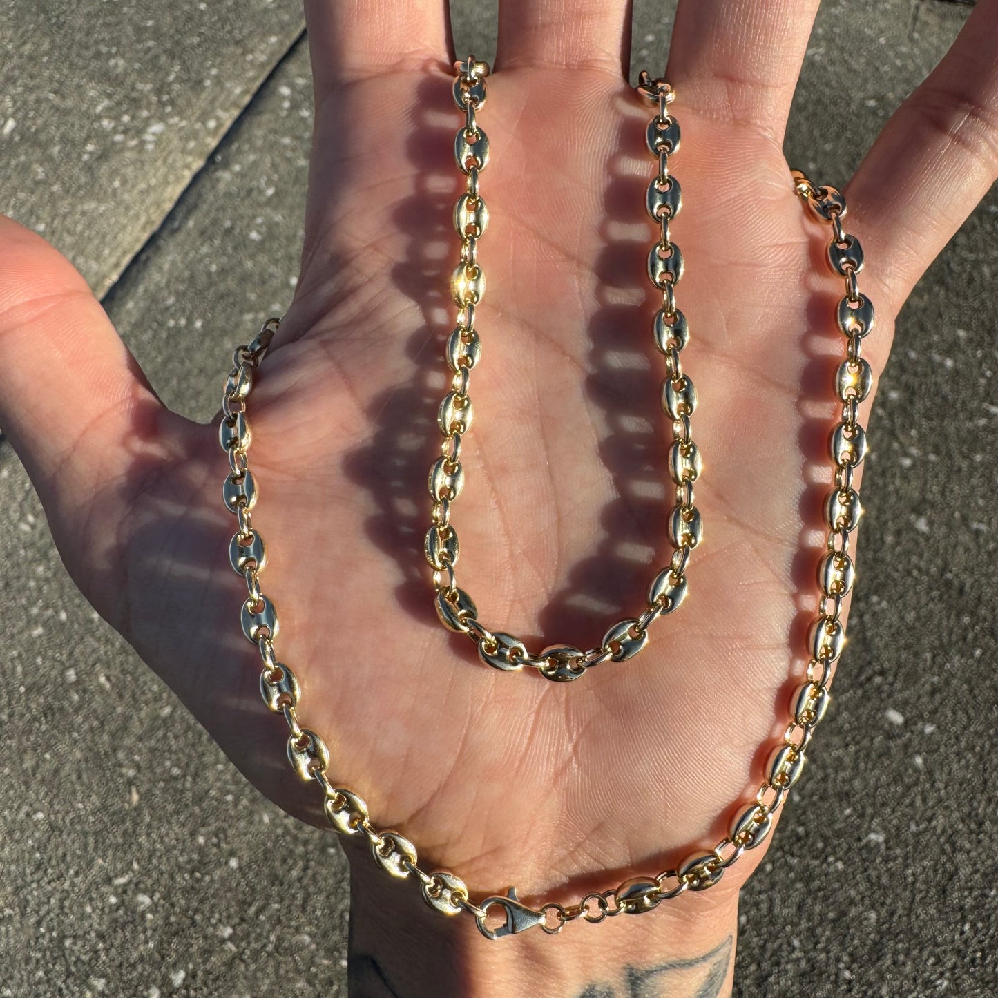 Brand New 14k Yellow Gold Classic Puffed Gucci Mariner Link Necklace (20”)