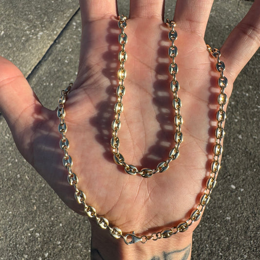 Brand New 14k Yellow Gold Classic Puffed Gucci Mariner Link Necklace (20”)