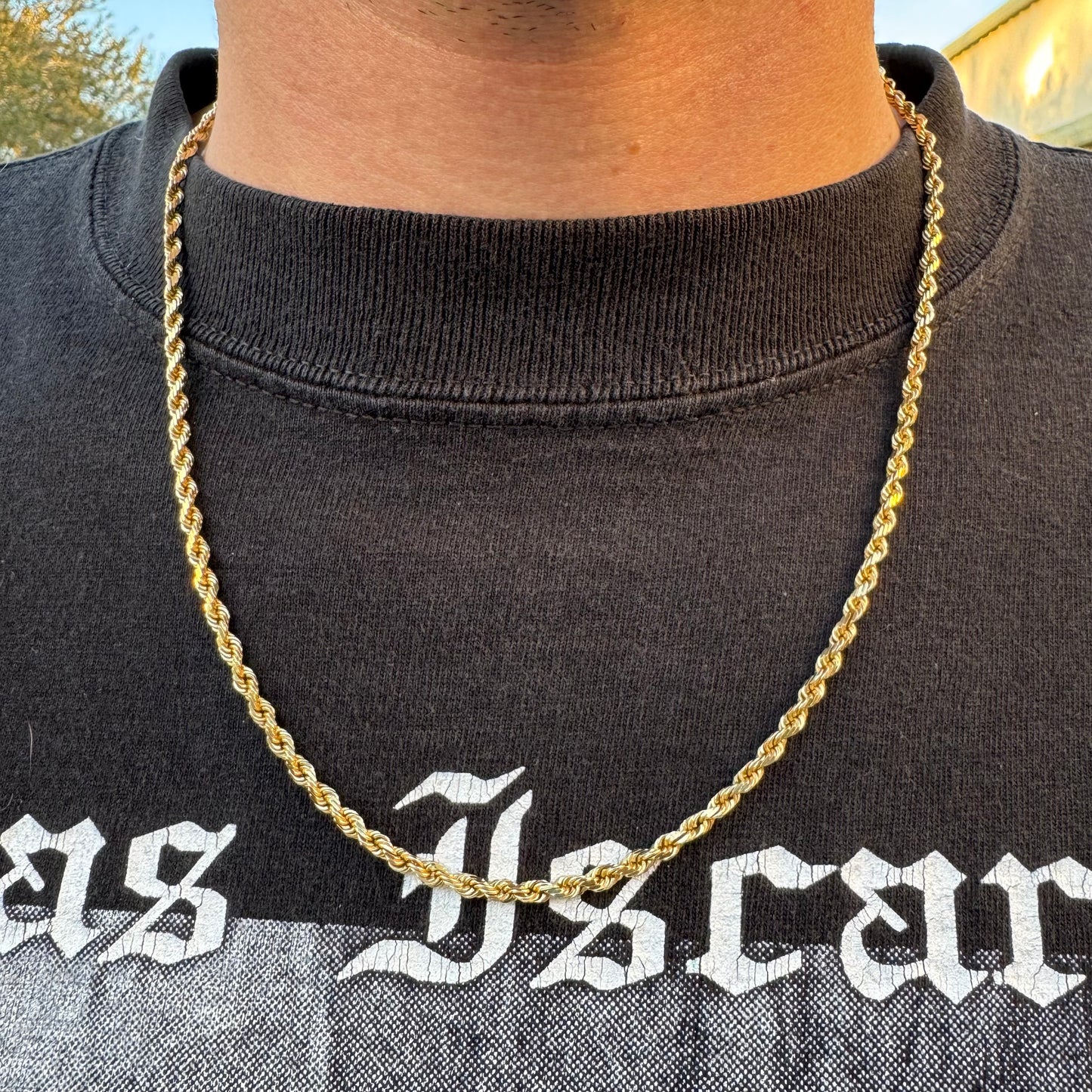 Vintage Solid 14k Yellow Gold Diamondcut Rope Chain Necklace (20”)