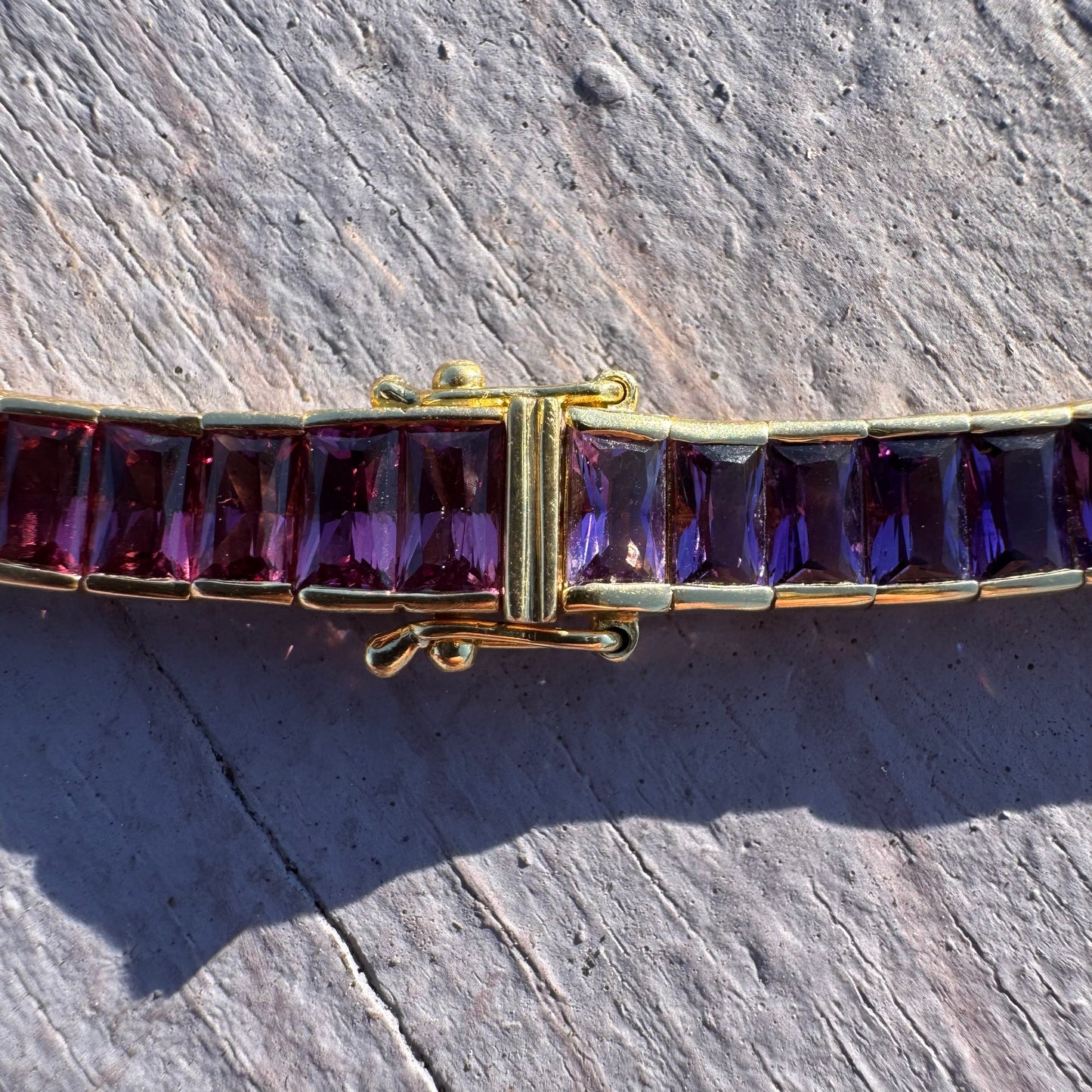 Designer Made Solid 18k Yellow Gold Natural Multi Gemstone Rainbow Tennis Necklace (17”)