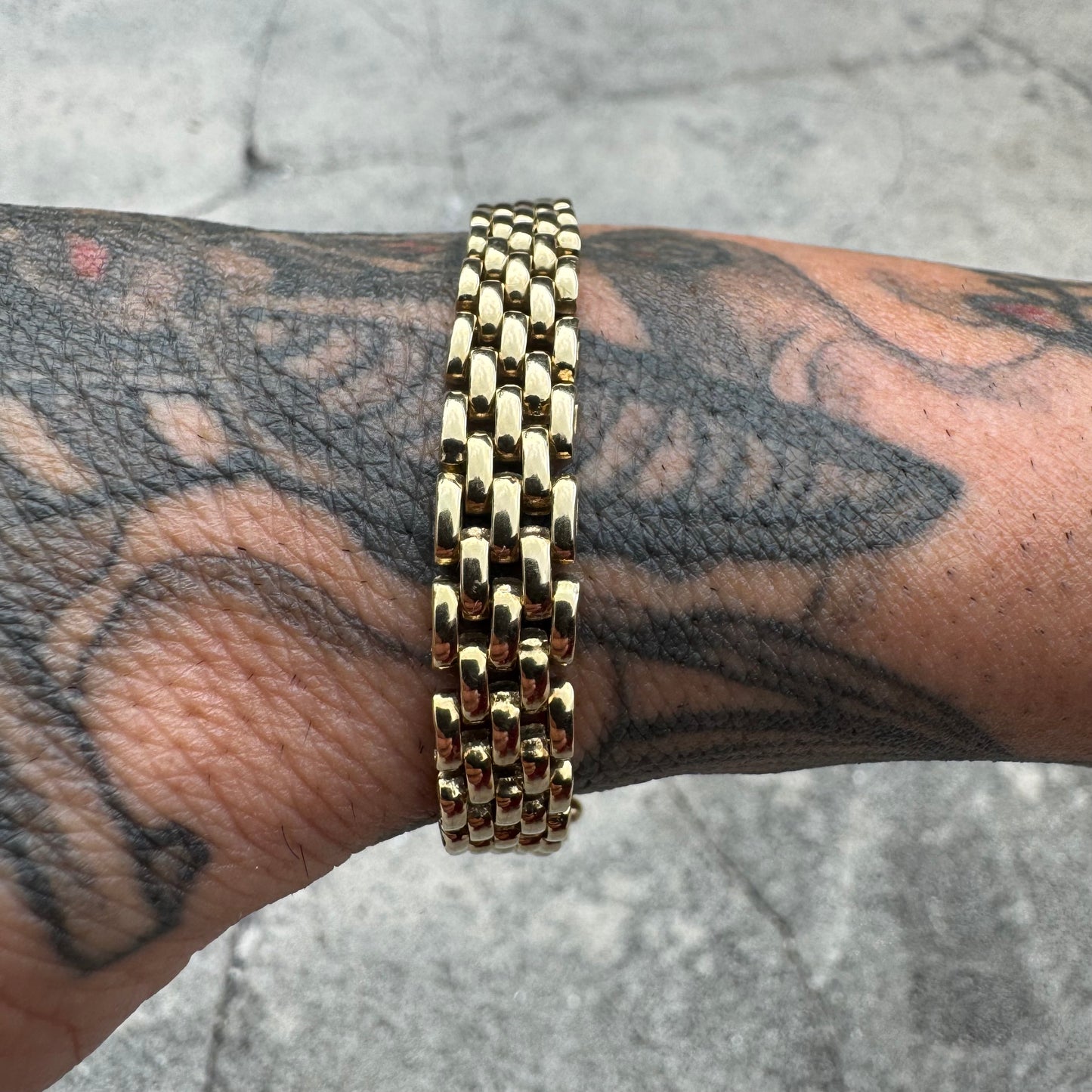 Vintage Solid 14k Yellow Gold Panthère Link Bracelet (7.25”)
