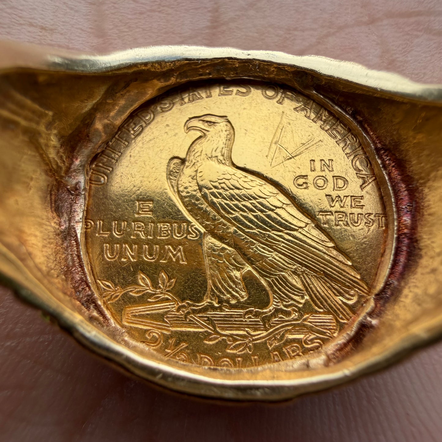 1909 Indian Head $2.50 Gold Coin 14k Yellow Gold Nugget Ring (11.5)