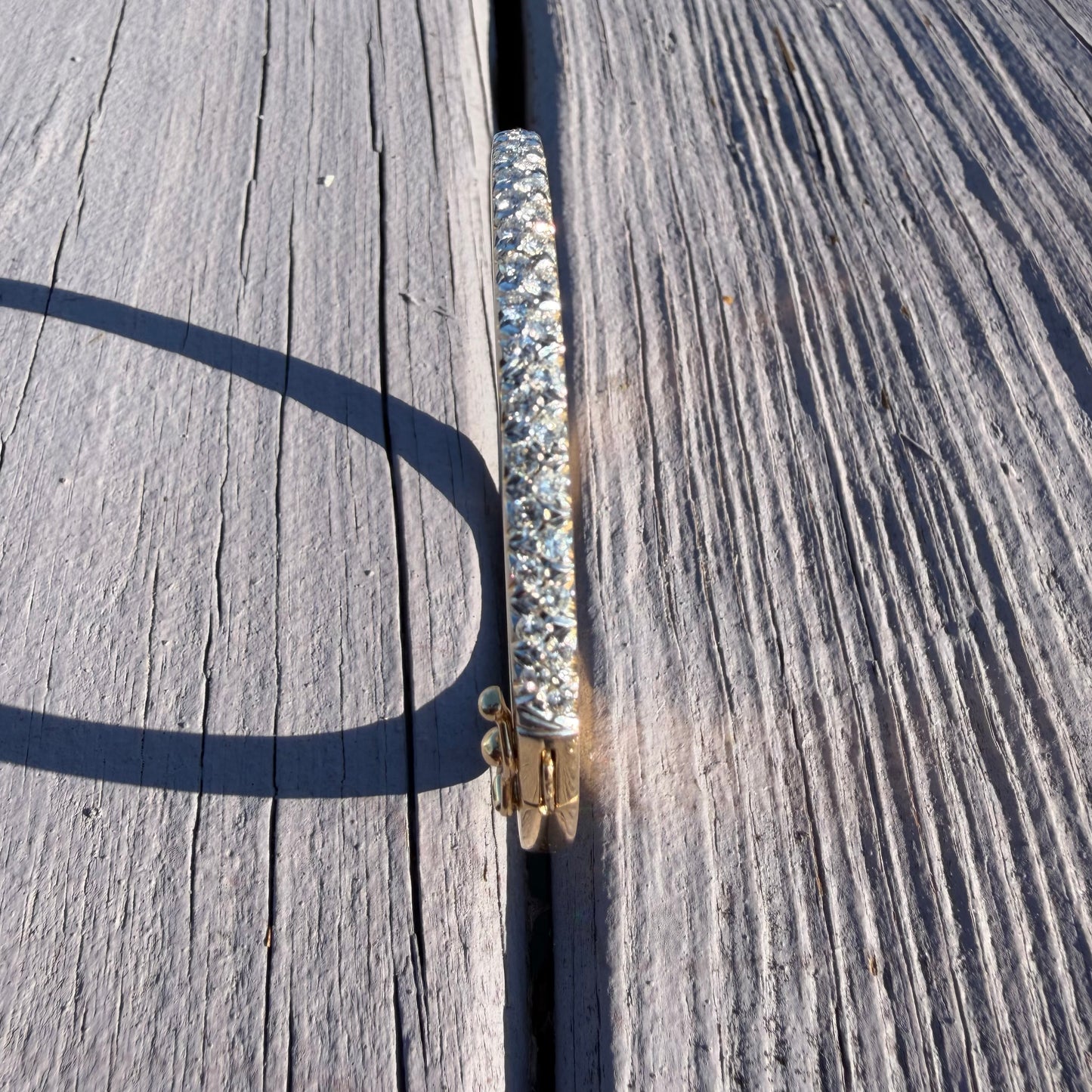 Vintage Solid 14k Yellow Gold 2.0ctw Natural VS Diamond Heavyweight Bangle Bracelet (5.75”-6.5”)