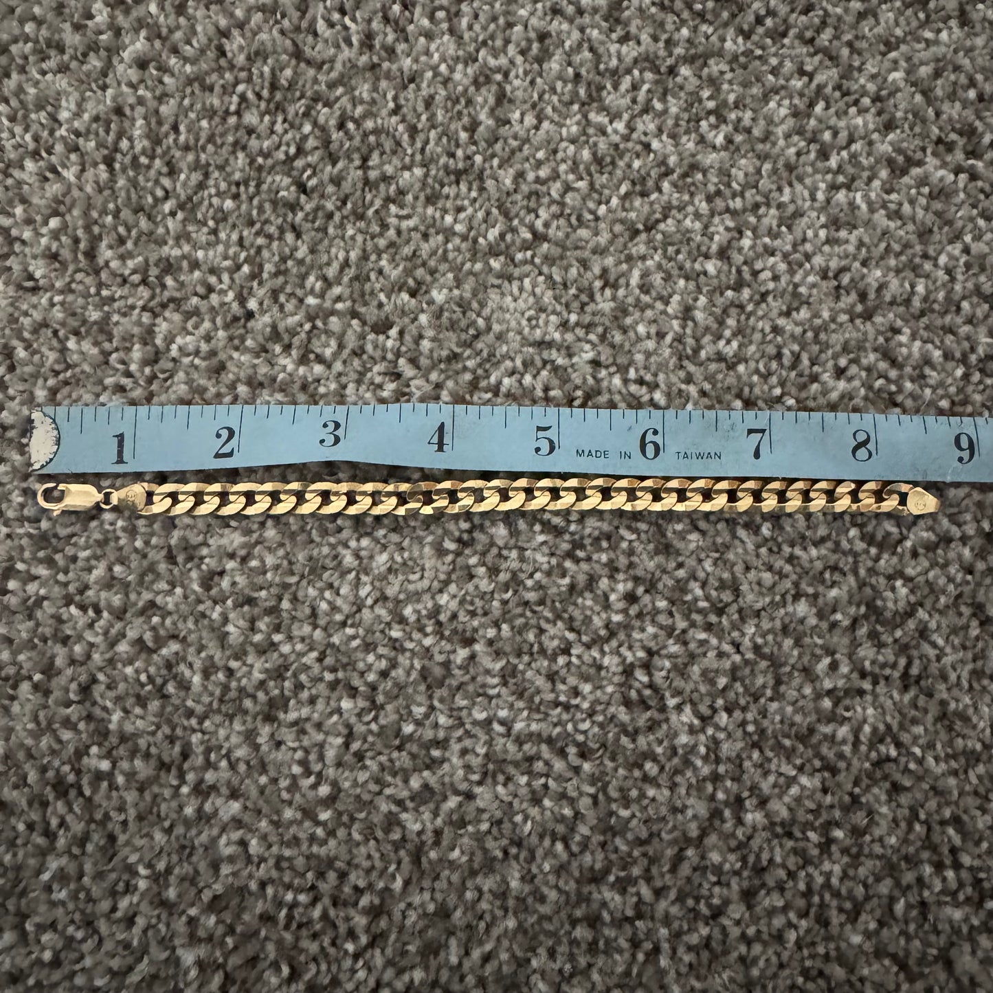 Vintage Solid 14k Yellow Italian Gold Beveled Edge Cuban Link Bracelet (8.5”)