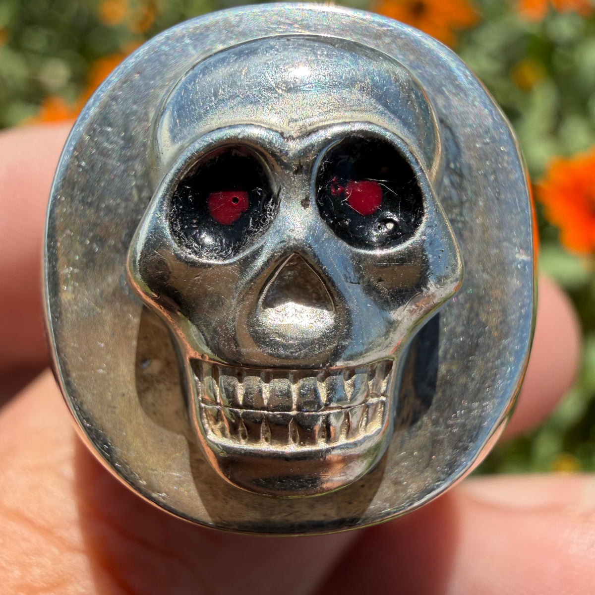 Mid-Century Sterling Silver Skull Signet Ring (13)