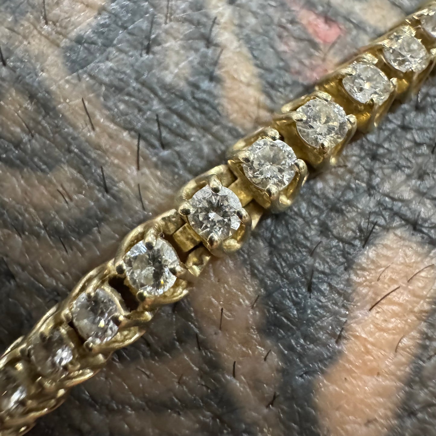 Vintage 14k Yellow Gold Classic 3.0ctw Natural Diamond Tennis Bracelet (7”)