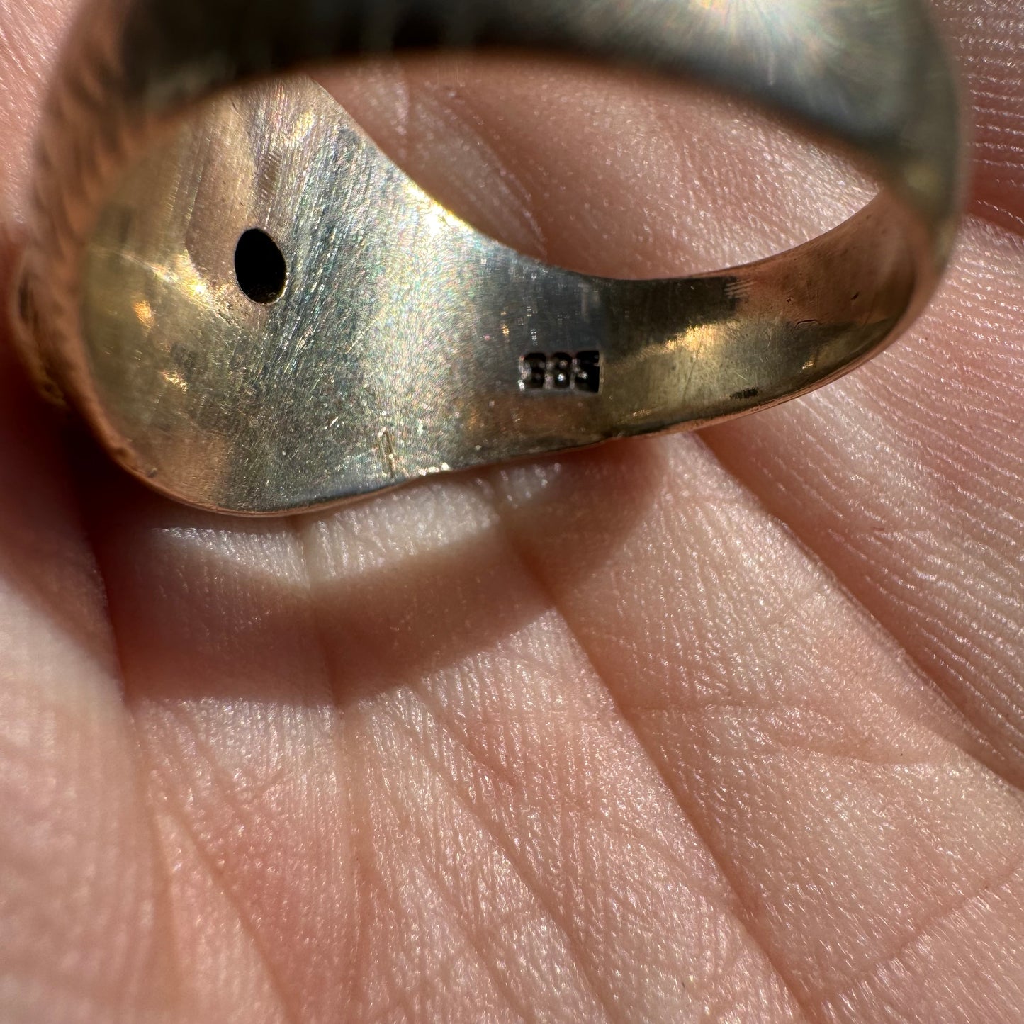 Victorian 14k Gold Snake Ring With Natural Old Cut Diamond (7.25)