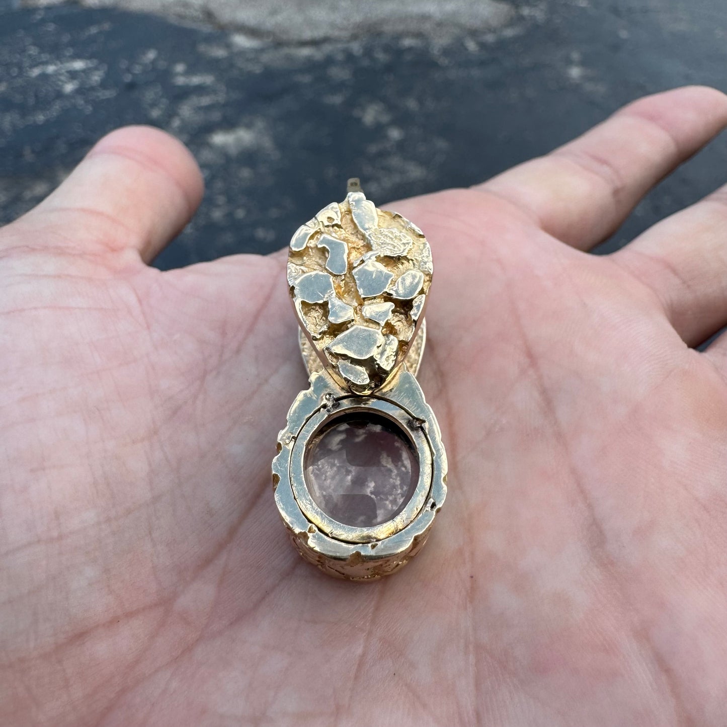 Vintage Solid 14k Yellow Gold Nugget Jewelers Loupe