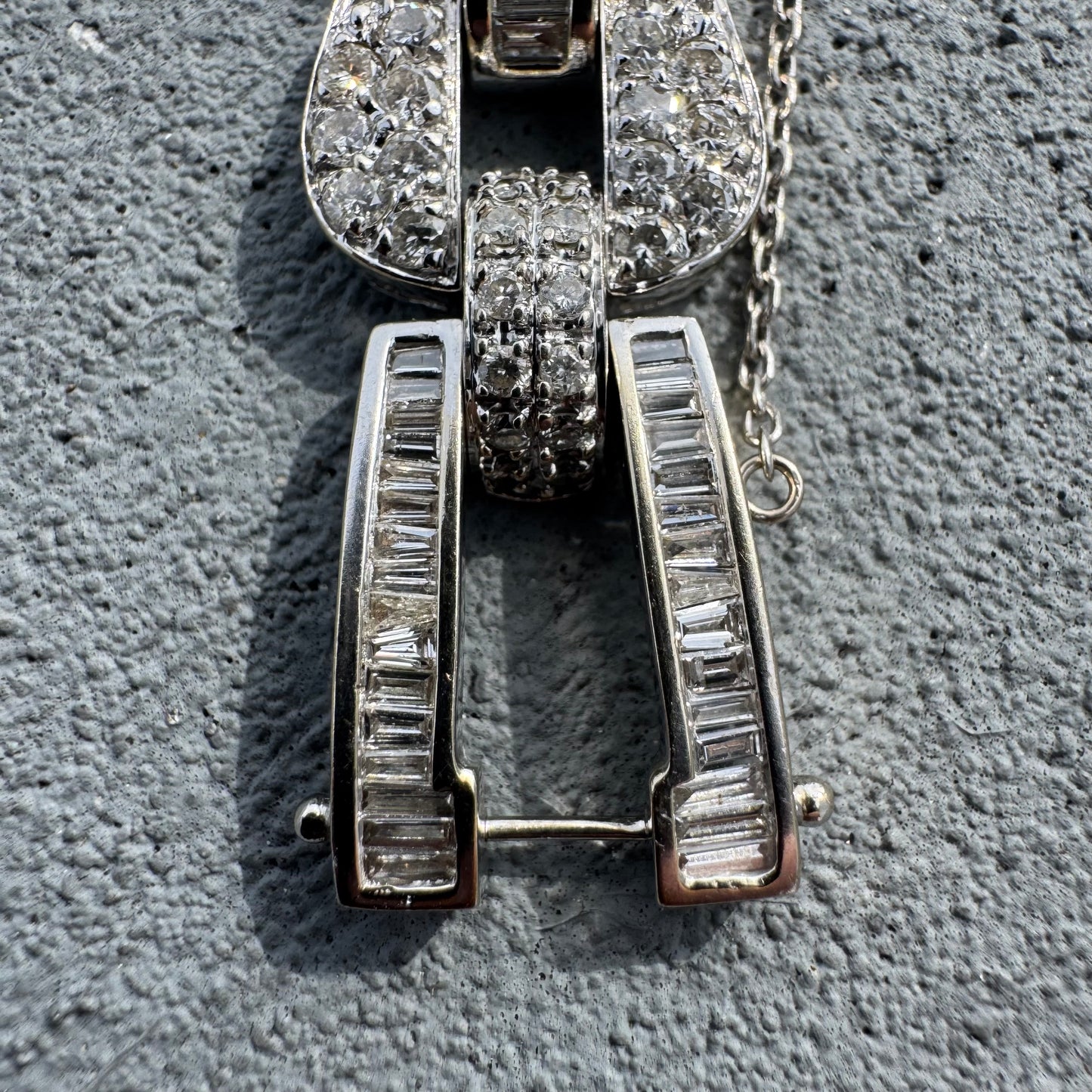 Art Deco Solid 18k White Gold Heavyweight 12.5ctw Natural Diamond Bracelet (8”)