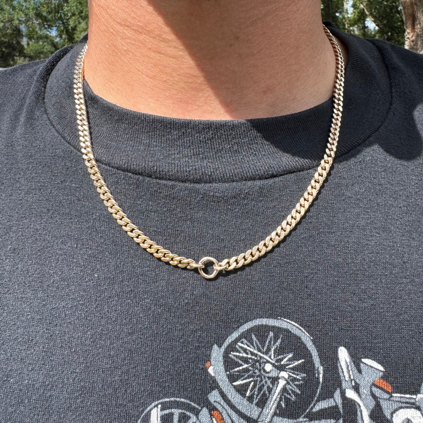 Dated 1909 Solid 14k Yellow Gold Heavyweight Cuban Curb Link Watch Chain Necklace (20”)