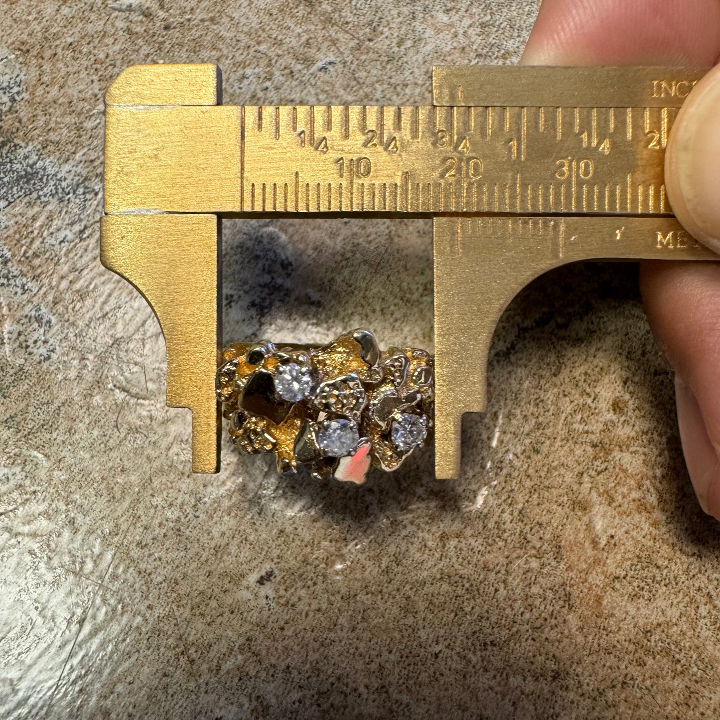 1980’s Solid Backed Custom Set .50Ctw Natural Diamond Nugget Ring (8.5)