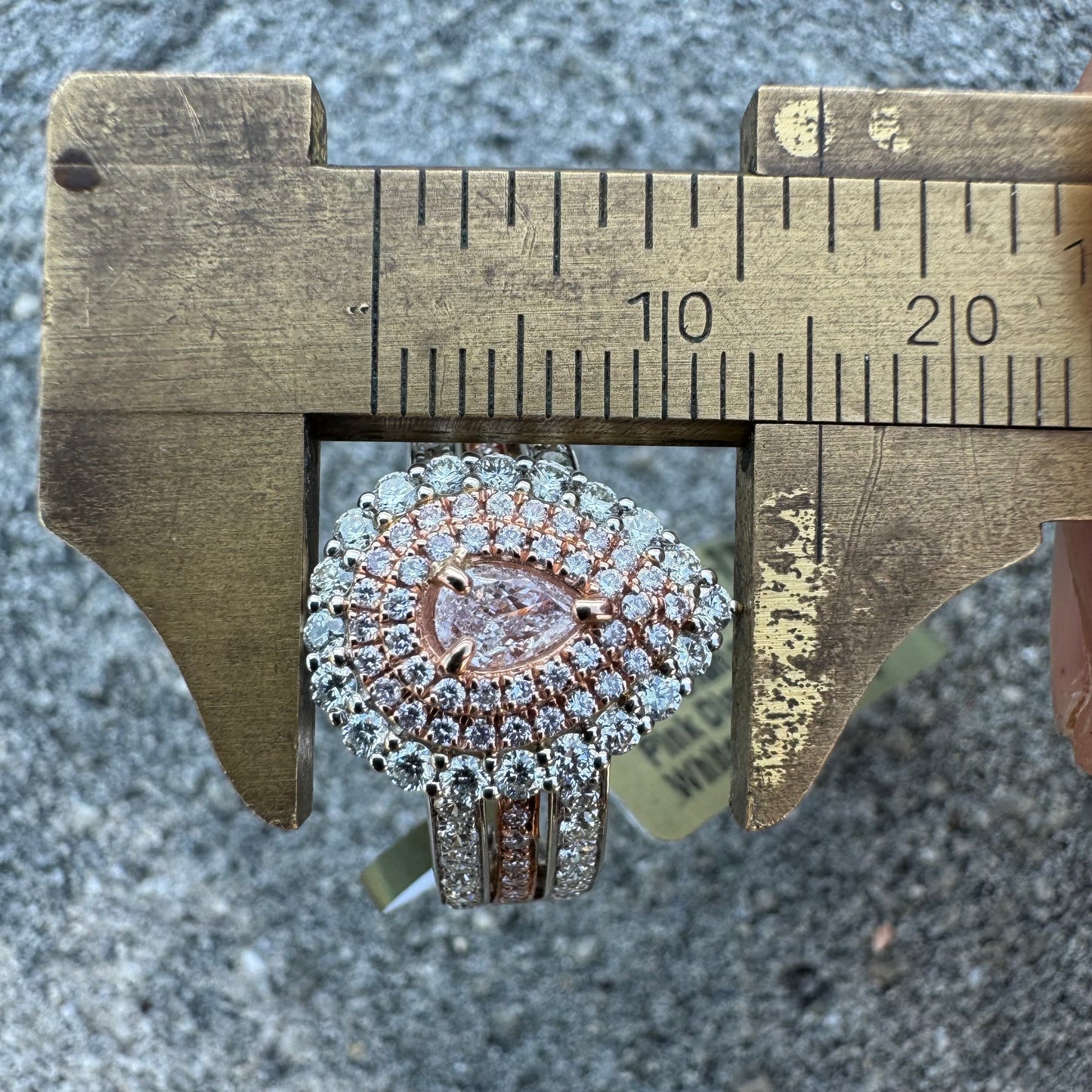 Brand New 14k White/Rose Gold 1.38CTW Natural VS Pink Pear And White Diamond Halo Ring (8)