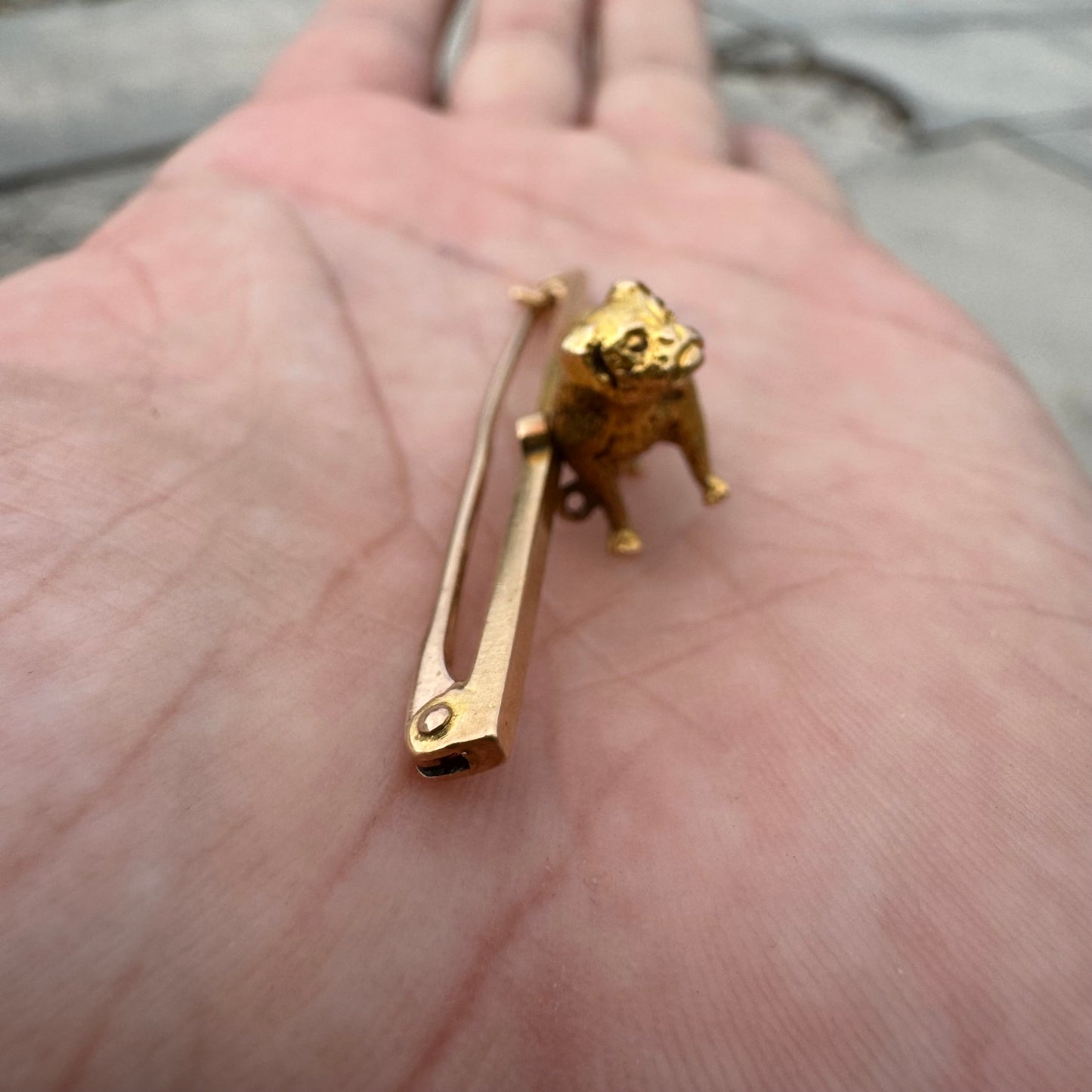 Victorian 15ct Solid Yellow Gold English Bulldog Brooch
