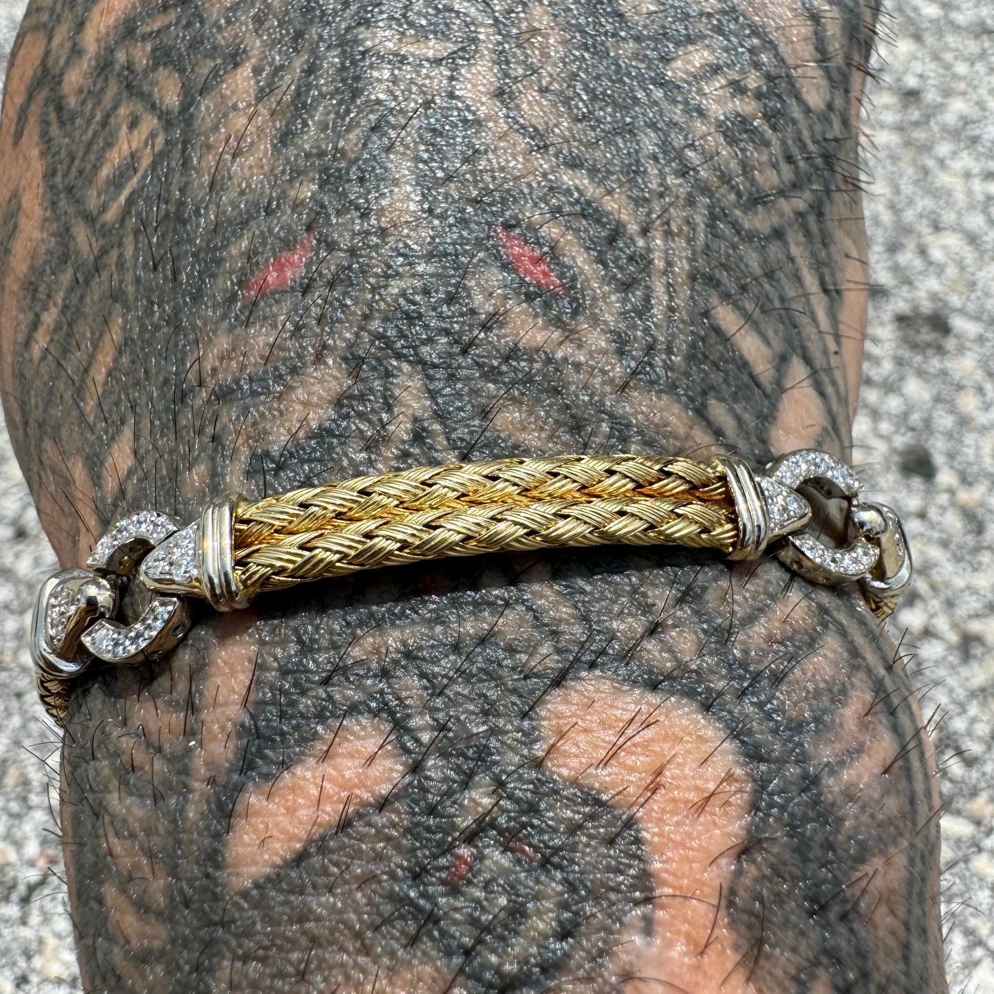 High End 14k Gold 1.4CTW Natural VS Diamond Mesh Link Bracelet By Daniel W. (7.5”)