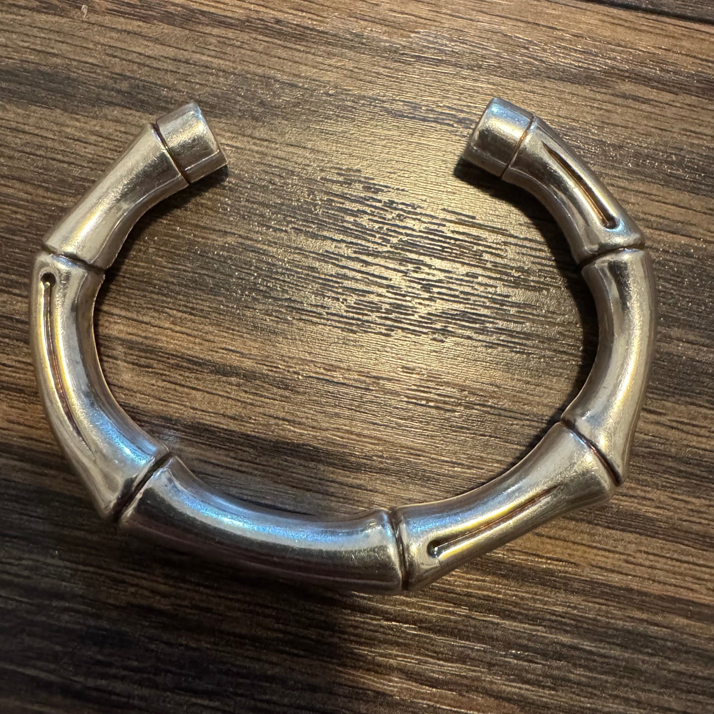 Gucci Sterling/.925 Chunky Bamboo Cuff Bracelet (Size:19/7.5”)