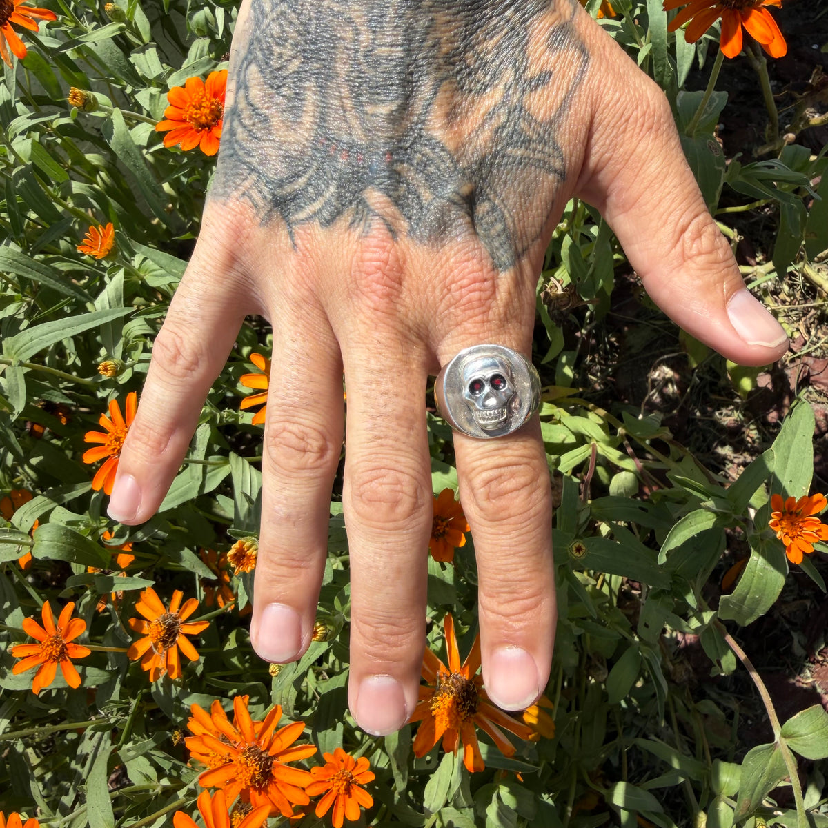 Mid-Century Sterling Silver Skull Signet Ring (13)