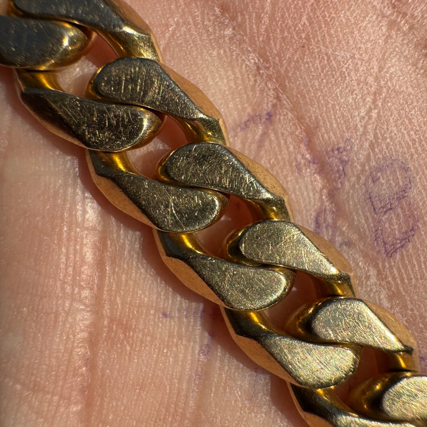 Vintage Solid 18K Italian Yellow Gold Heavyweight Cuban Link Bracelet By Fratelli Chini (8.75”)