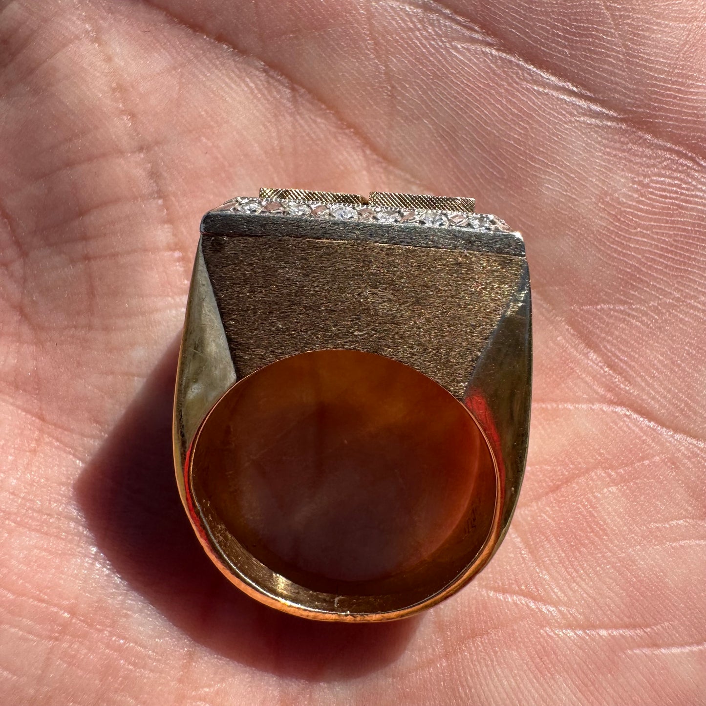 1970’s Custom Handcrafted Solid 14k Yellow Gold .50ctw Natural Diamond Spinning Dice Ring (8.25)