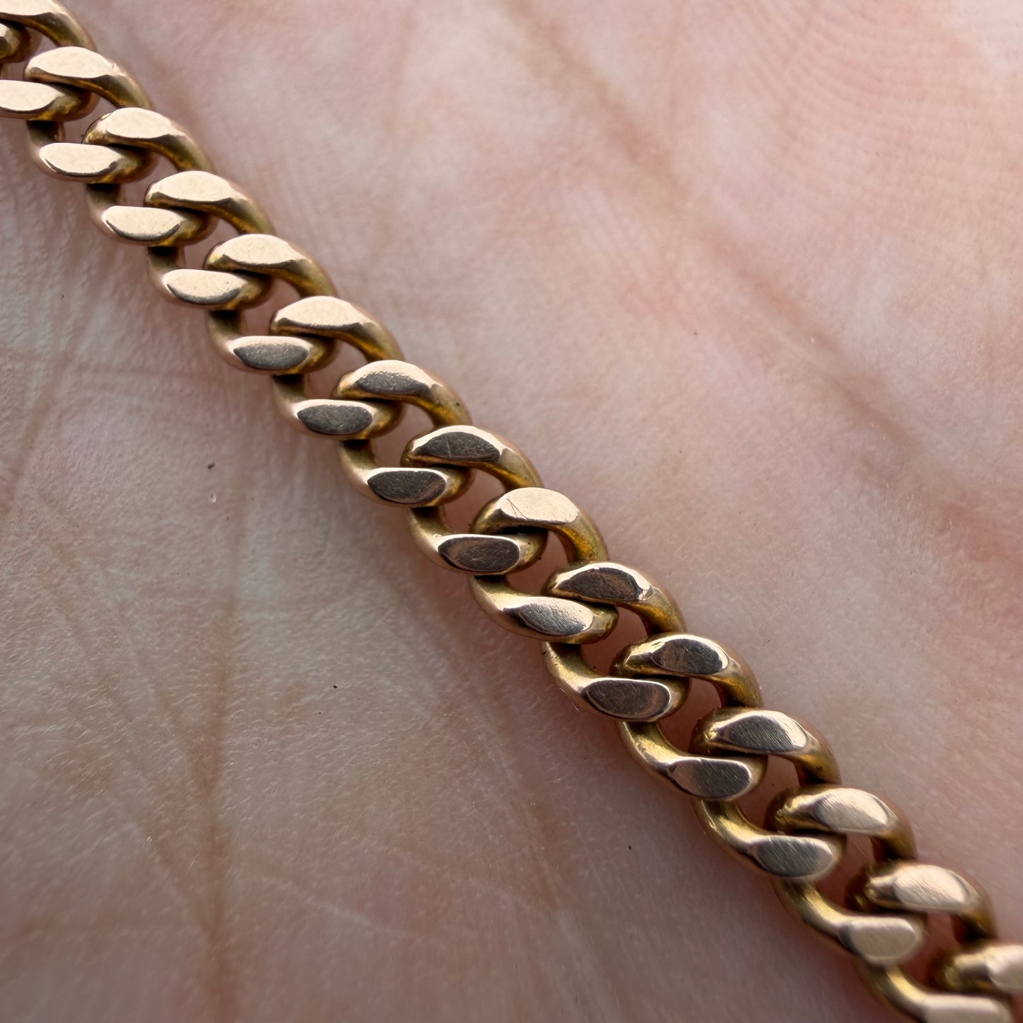 Antique Art Nouveau Solid 14k Gold Double Albert Curb Link Watch Chain Necklace (20.5”)
