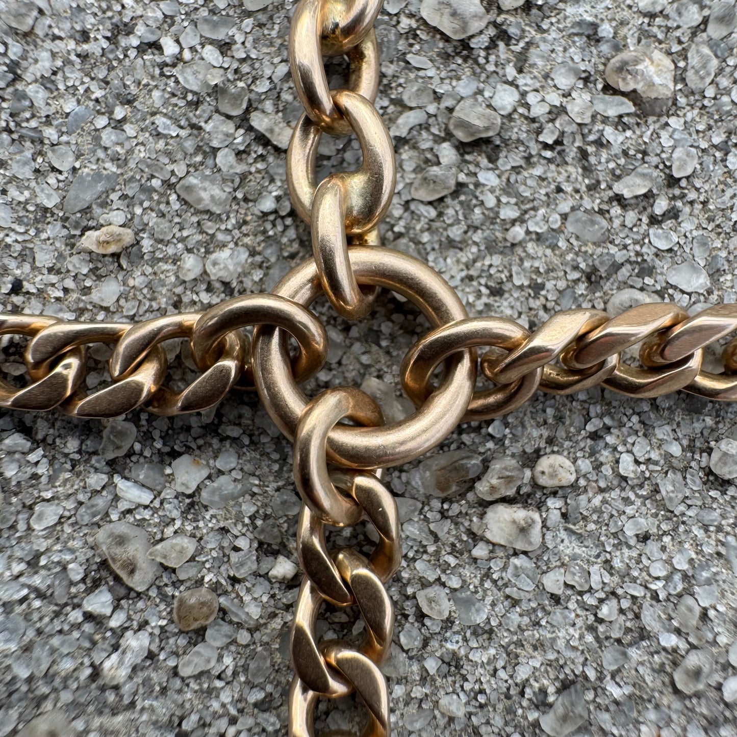 Antique Solid 14k Yellow Gold Double Albert Curb Link Watch Chain Necklace (20.5”)