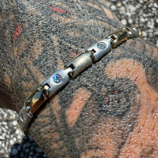 Vintage Solid 14k Two-Tone Gold 1.0CTW Natural Diamond Bracelet (7”)