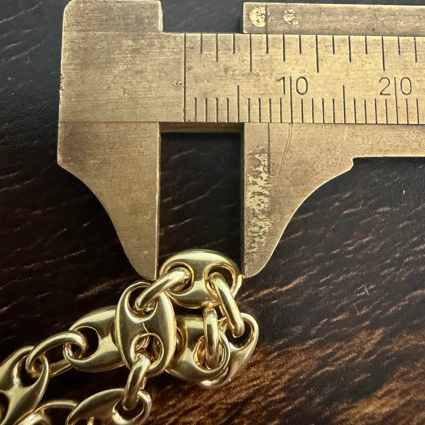 Vintage Solid 18k Italian Yellow Gold Puffed Mariner Link Necklace (21”)