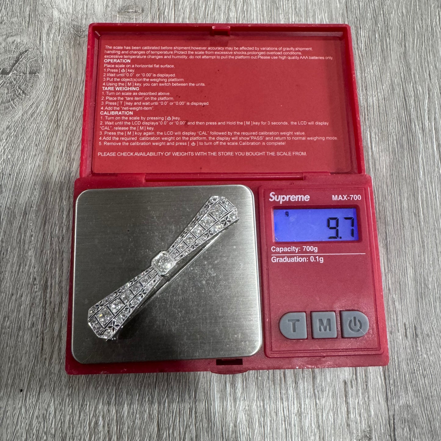 Victorian Solid Platinum 4.25ctw Natural Old Mine Cut Diamond Brooch