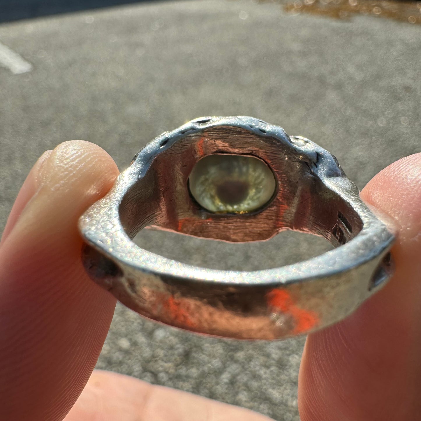 Pre-WW2 Heavyweight Sterling/.925 Prosthetic Eye Cherub Ring (11)