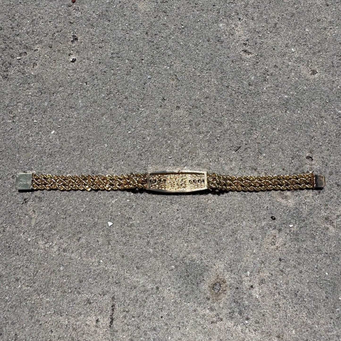 Vintage Custom Solid 14k Yellow Gold 1.0ctw Natural Diamond “B” Nameplate Triple Rope Bracelet (8”)