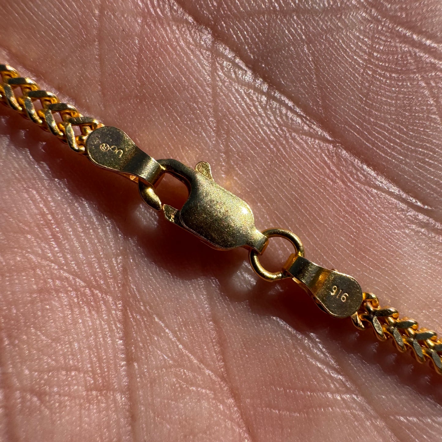 Solid 22k Yellow Gold Franco Link Necklace (24”)