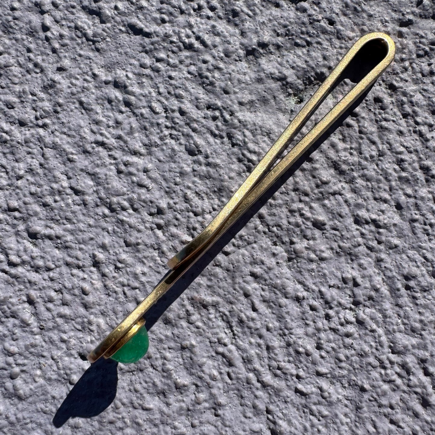 Mid-Century Tiffany & Co. Solid 14k Yellow Gold Natural Emerald Cabochon Pendant & Moneyclip