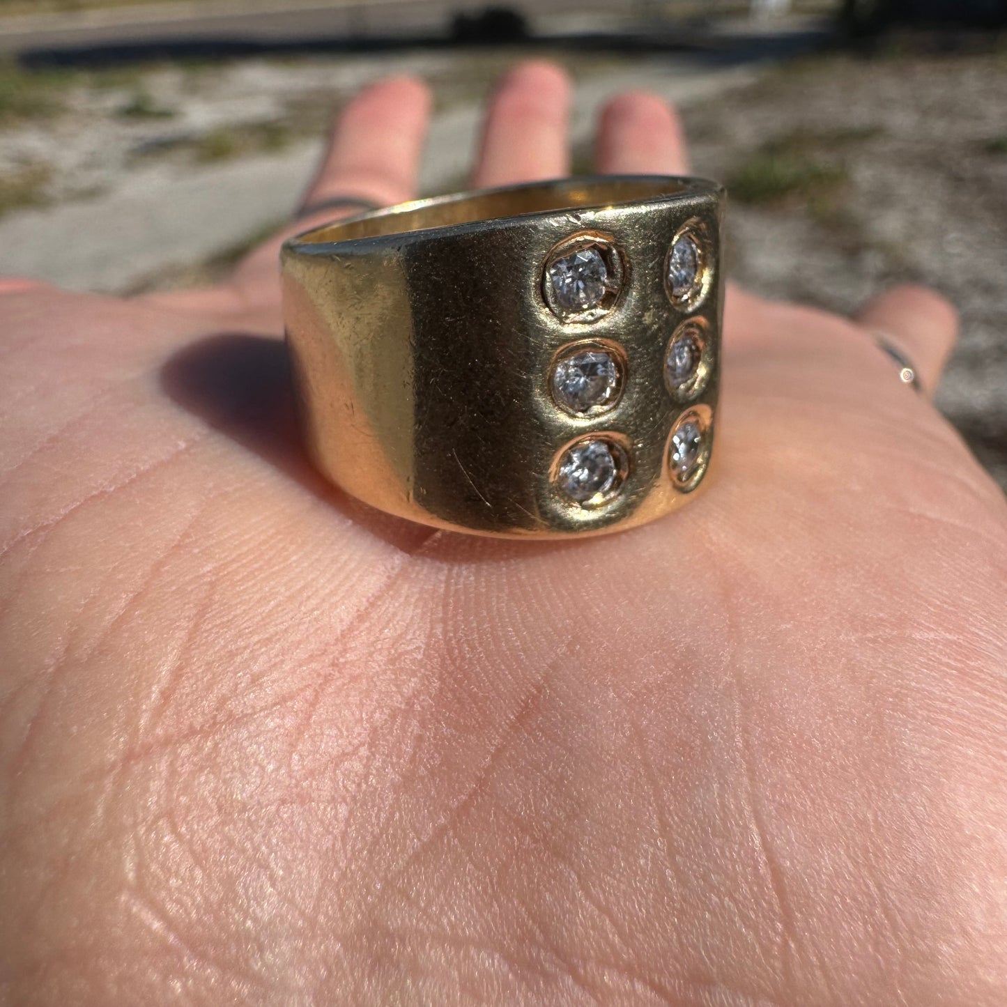 Vintage Solid Heavyweight 18k Yellow Gold 1.5ctw Natural Diamond Chunky Cigar Band (10.75-11)