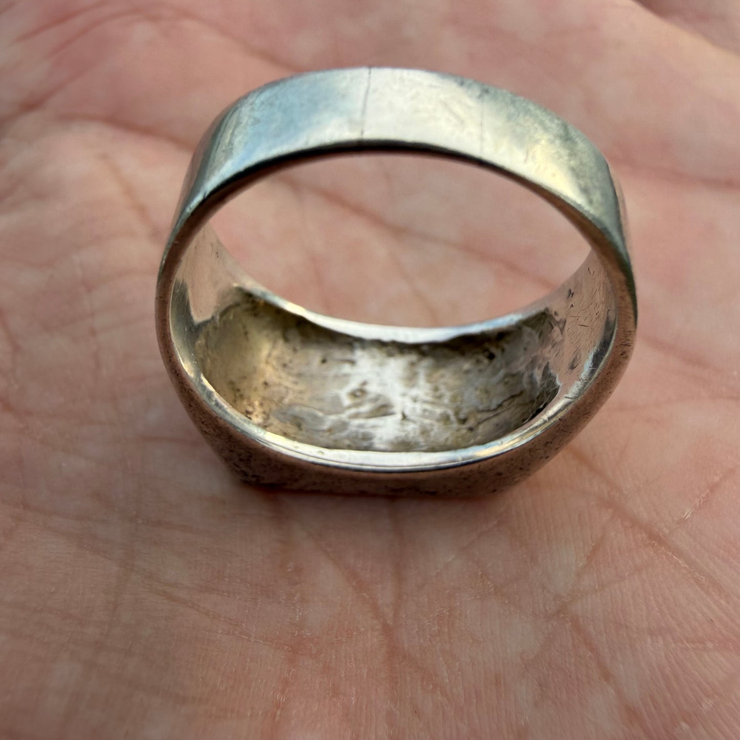 Vintage Solid Sterling Silver 23k Raw Natural Gold Placer Nugget Signet Ring (11)
