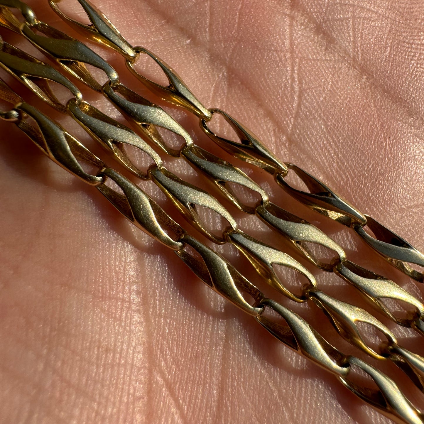 Vintage Solid 14k Yellow Gold Fish Eye Link Necklace (21”)