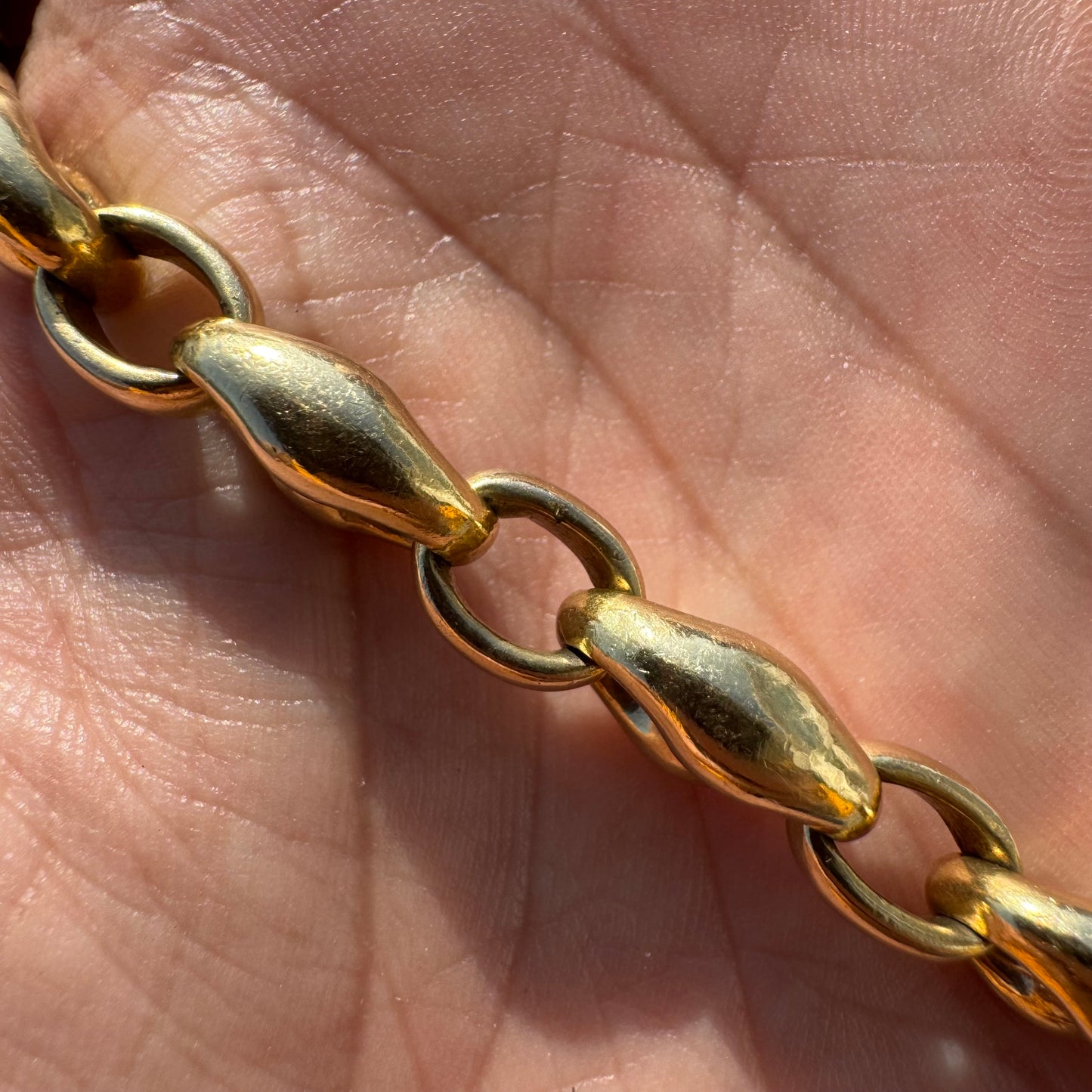 Vintage Fully Solid 14k Yellow Gold Super Heavyweight Puffed Mariner Link Bracelet (8.25”)