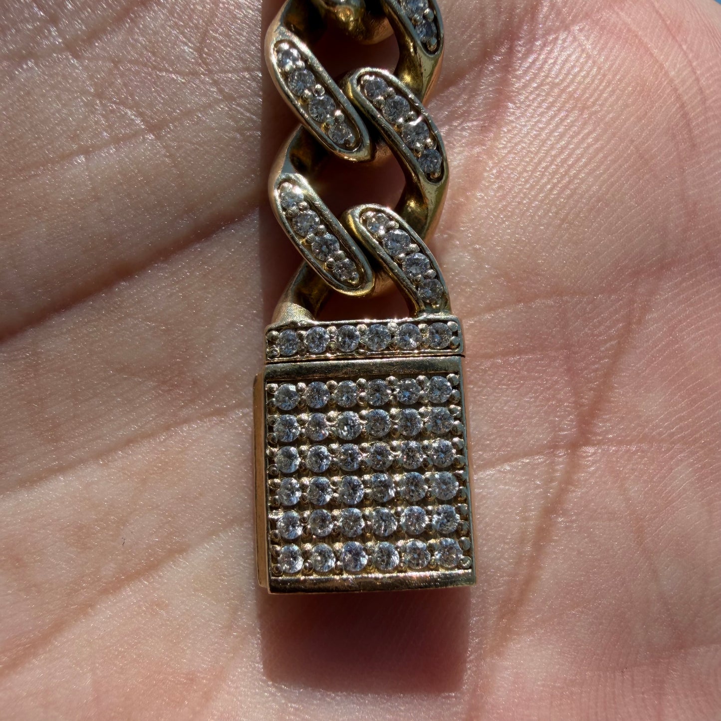 Solid 14k Yellow Gold 5.0ctw Natural Diamond Encrusted Cuban Link Bracelet (8.25”