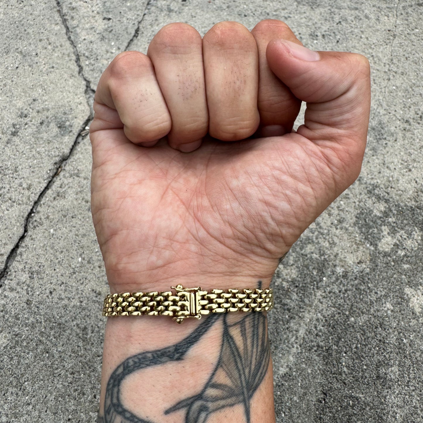 Vintage Solid 14k Yellow Gold Panthère Link Bracelet (7.25”)
