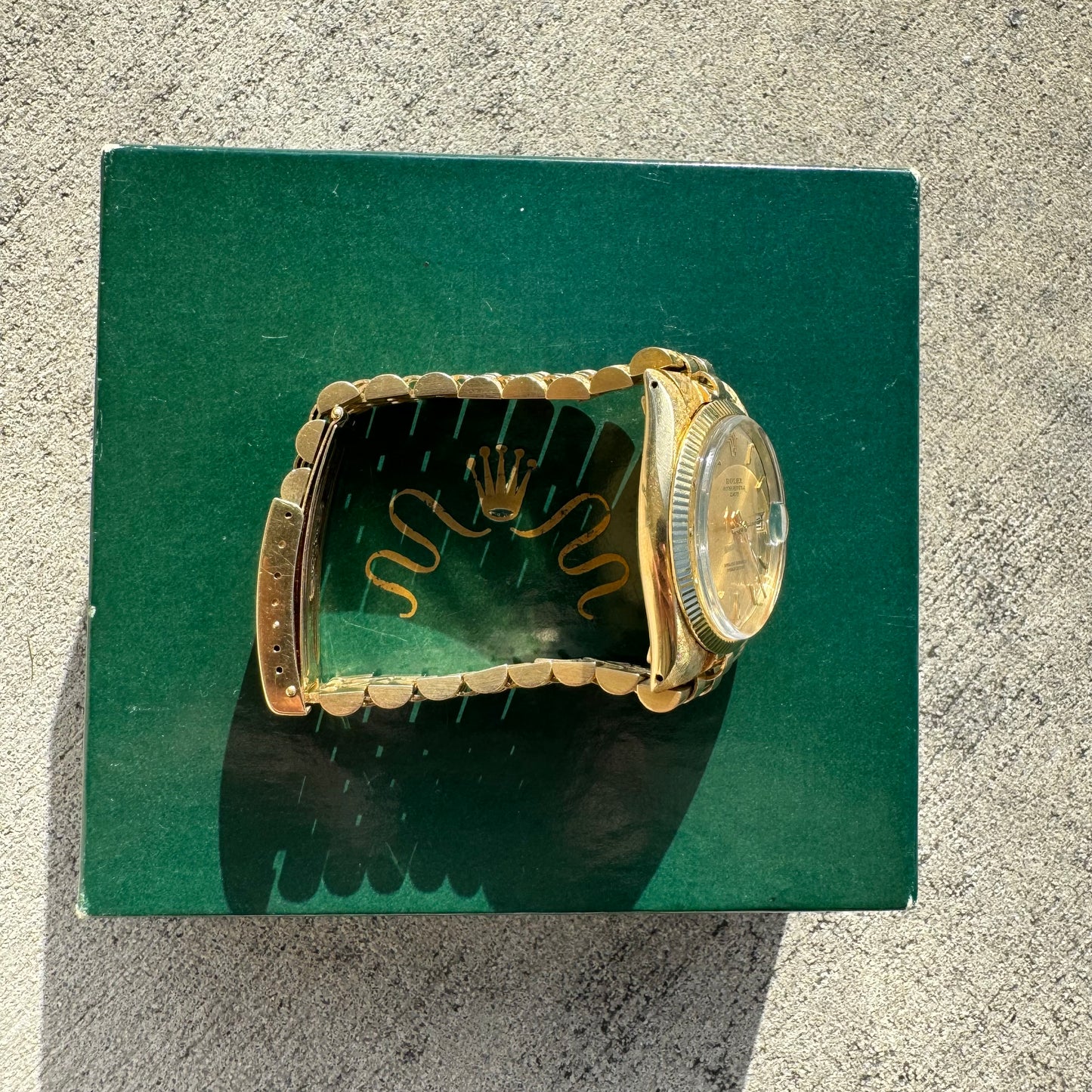 1966 Rolex Oyster Perpetual Date Ref. 1503 Florentine Finish 14k Gold (7.5”/34mm)