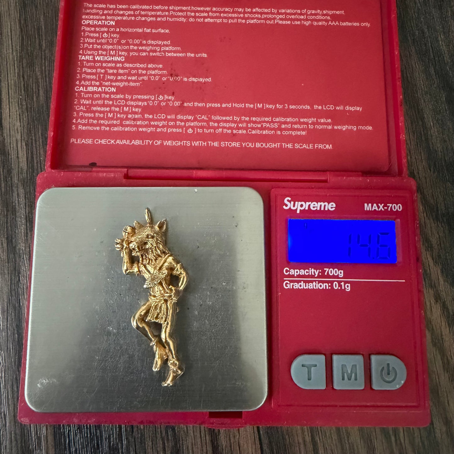 Vintage Solid 18k Yellow Gold Native American Wolf Kachina Pendant