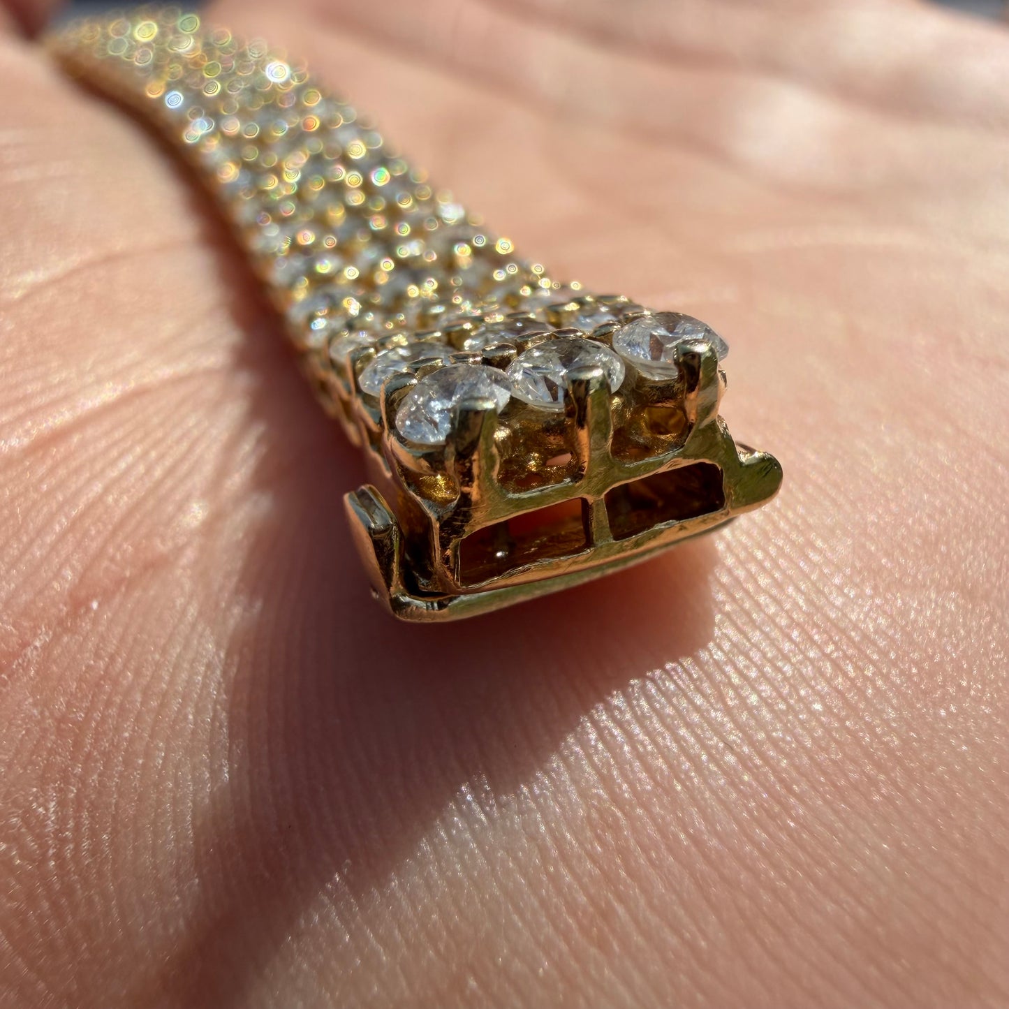Vintage Solid 14k Yellow Gold 8.85ctw Natural Diamond 3 Row Tennis Bracelet (7.5”)