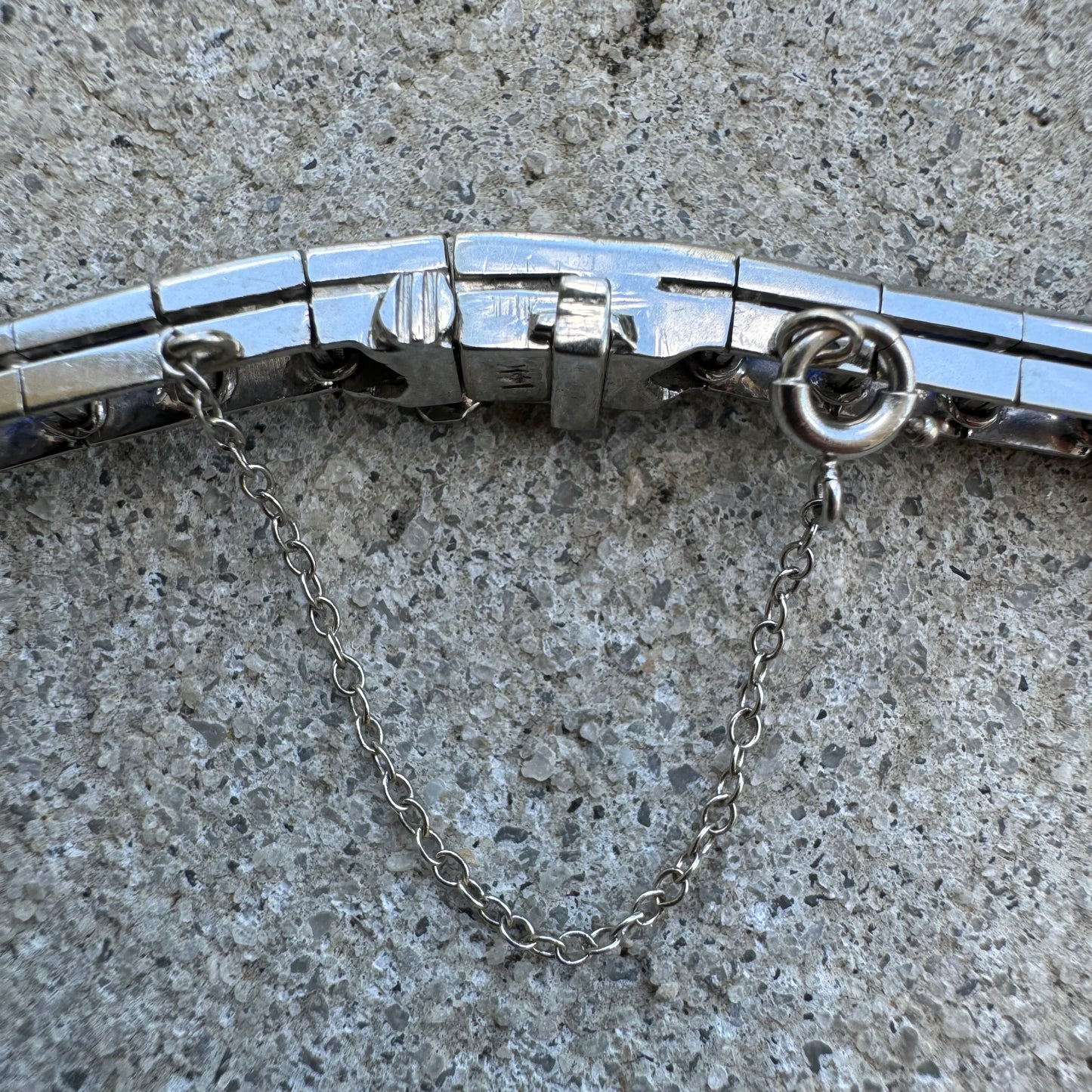 Art Deco 14k White Gold 5.0ctw French Cut Sapphire 1.5ctw Natural VS Diamond Tennis Bracelet (7.5”)