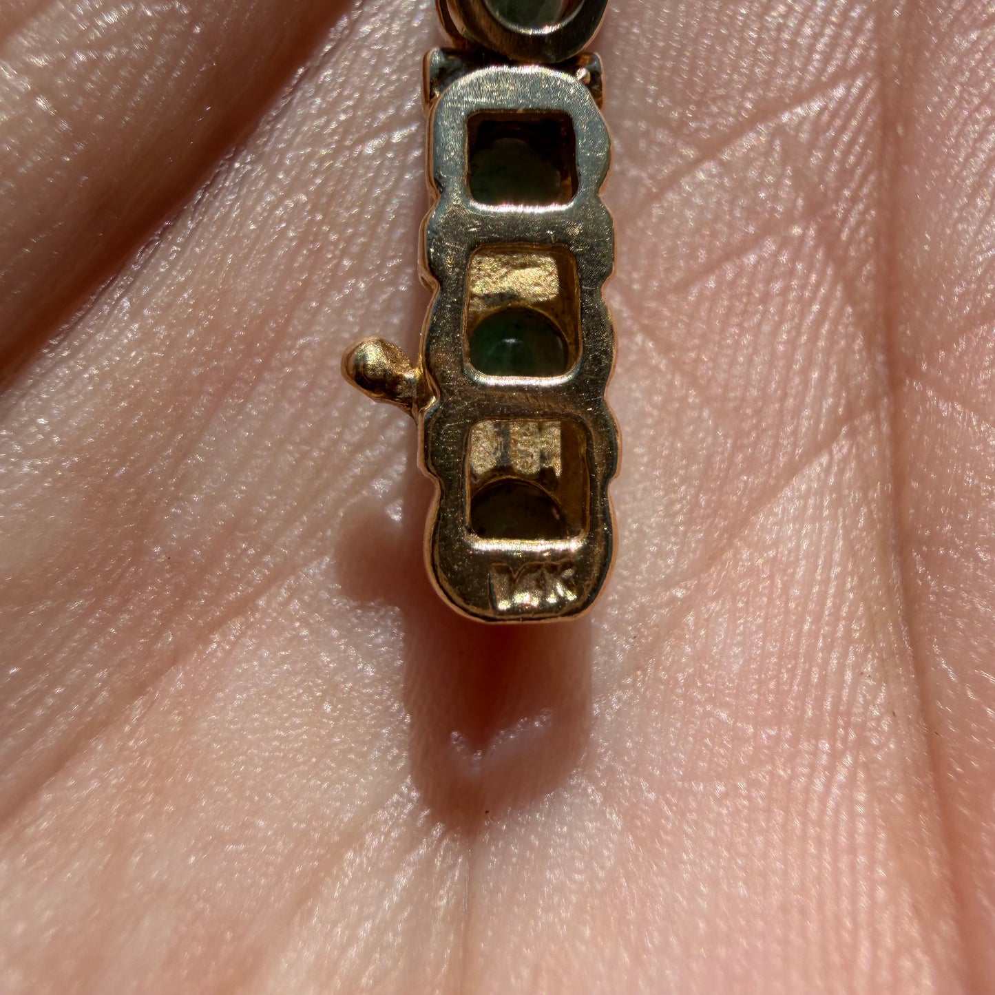 Vintage Solid 14k Yellow Gold 4.5ctw Natural Emerald Tennis Bracelet (7.5”)